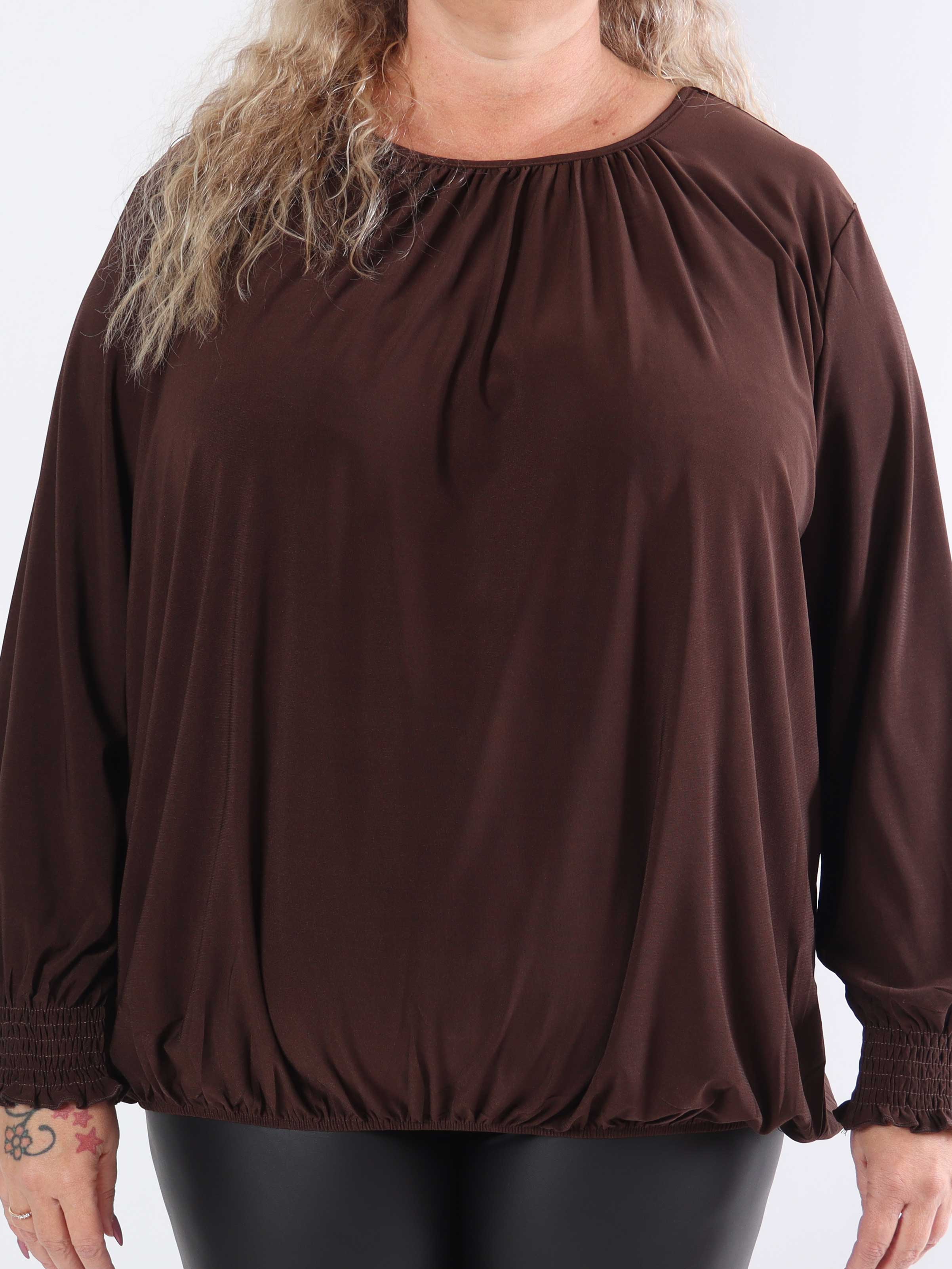 Miracle Plain L/S - Elastisk plus size bluse med lange ærmer