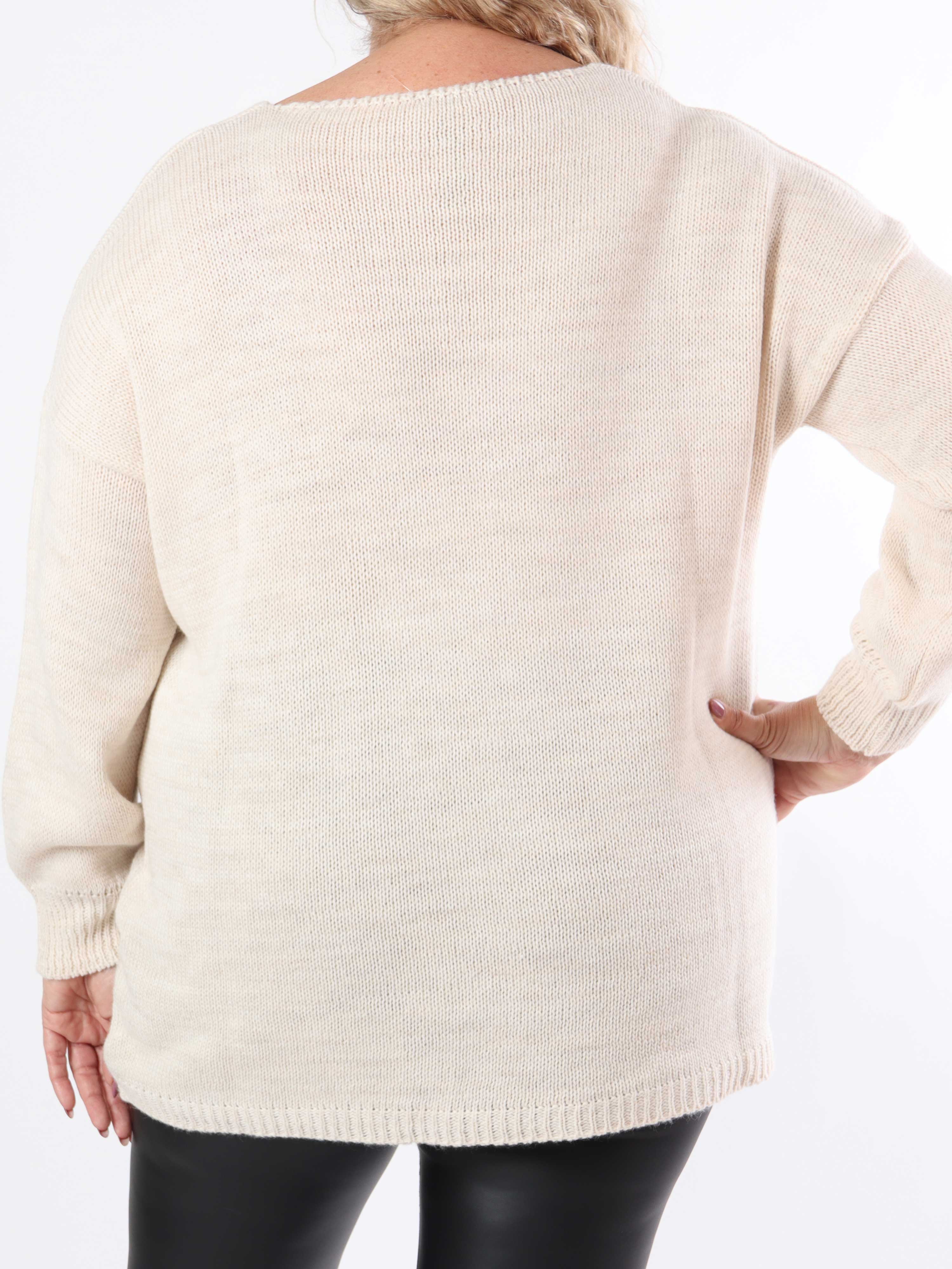 Cherry - Plus size strikbluse med kirsebær