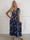 Pams Butterfly Sleeveless - Lang elastisk kjole med sommerfugleprint og gulddetaljer