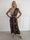 Pams Butterfly Sleeveless - Lang elastisk kjole med sommerfugleprint og gulddetaljer