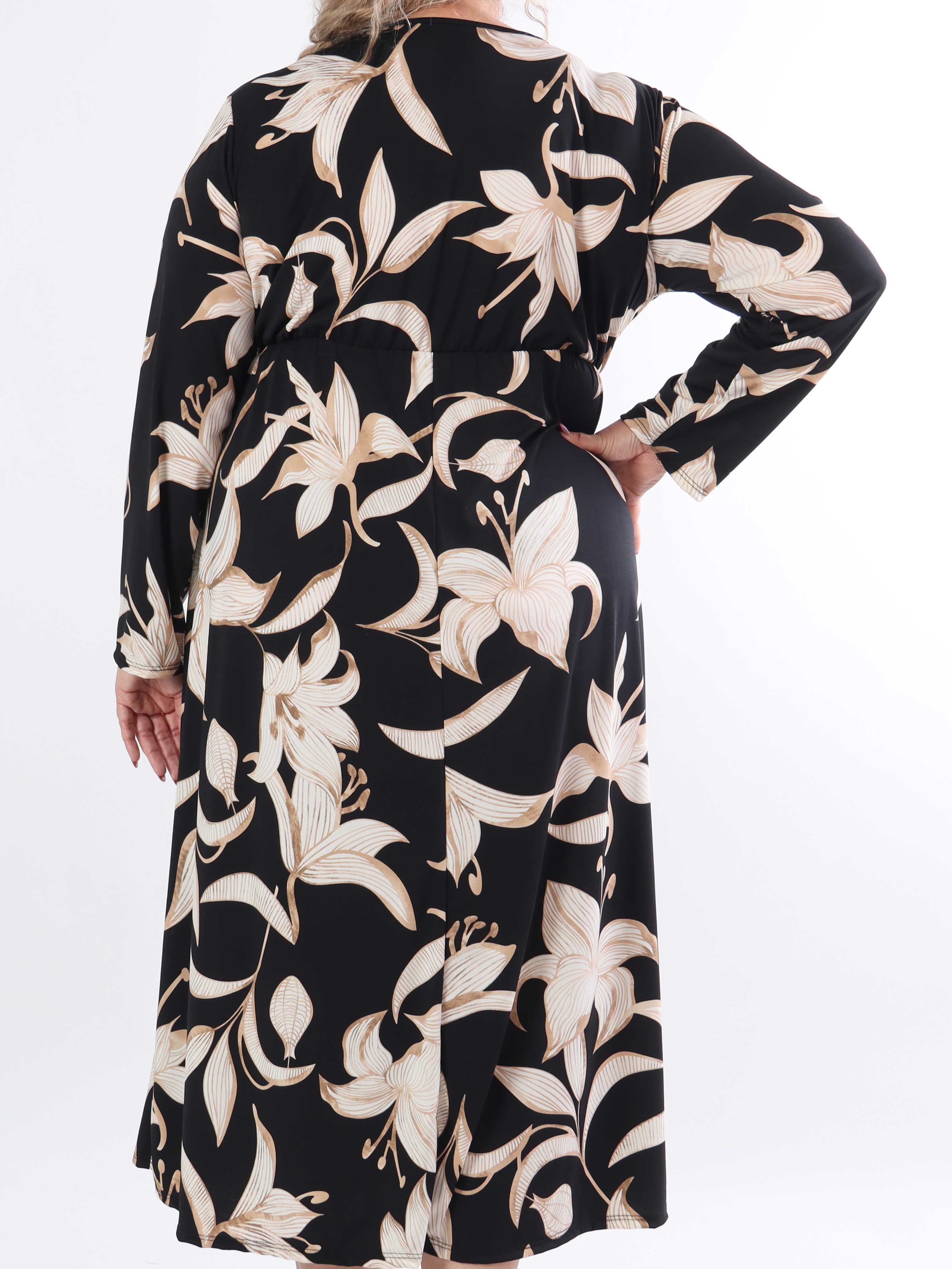 Nelly Flower - Elastisk plus size kjole med liljer på