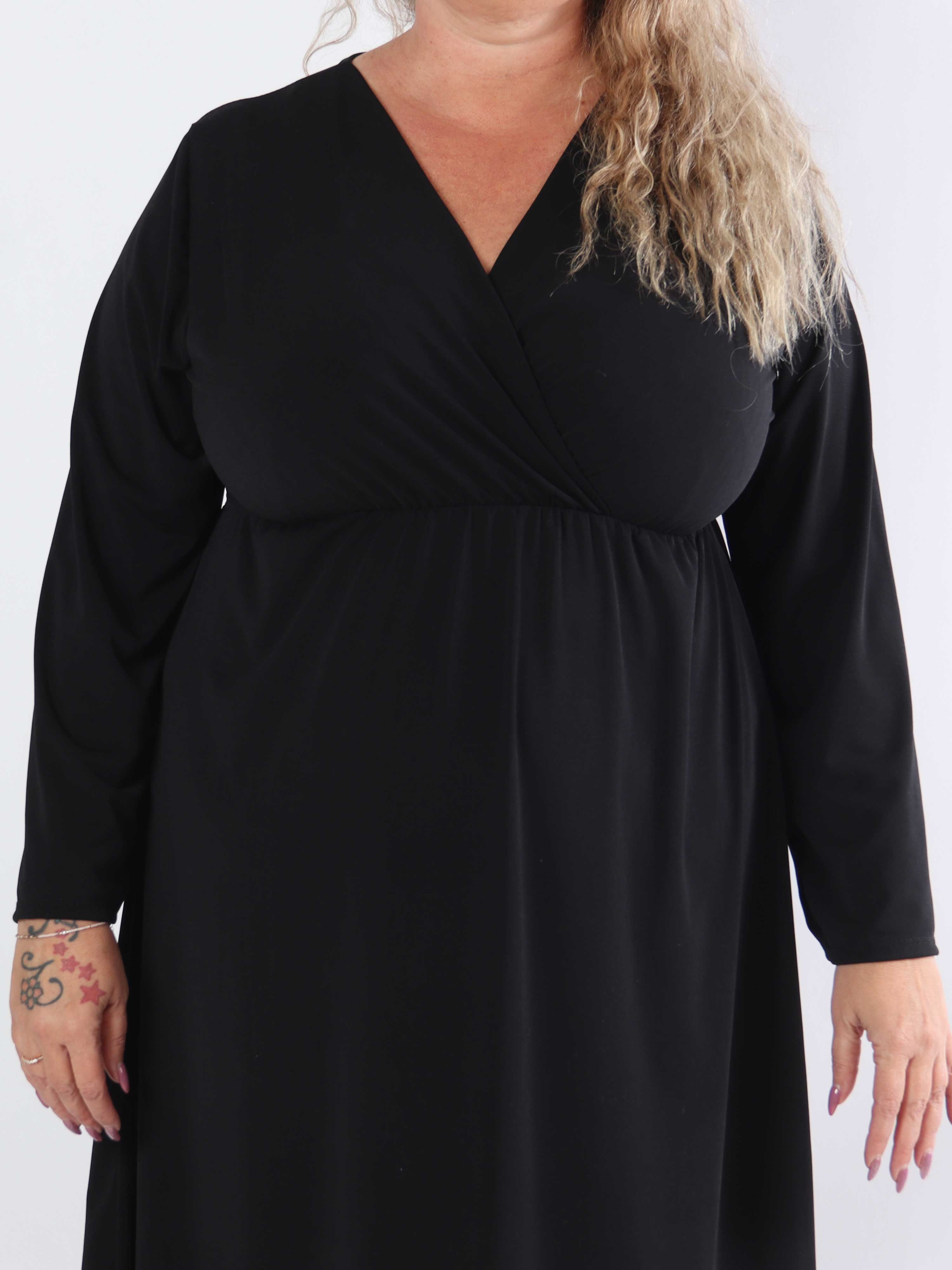 Nelly Plain - Elastisk plus size ensfarvet kjole i viskose