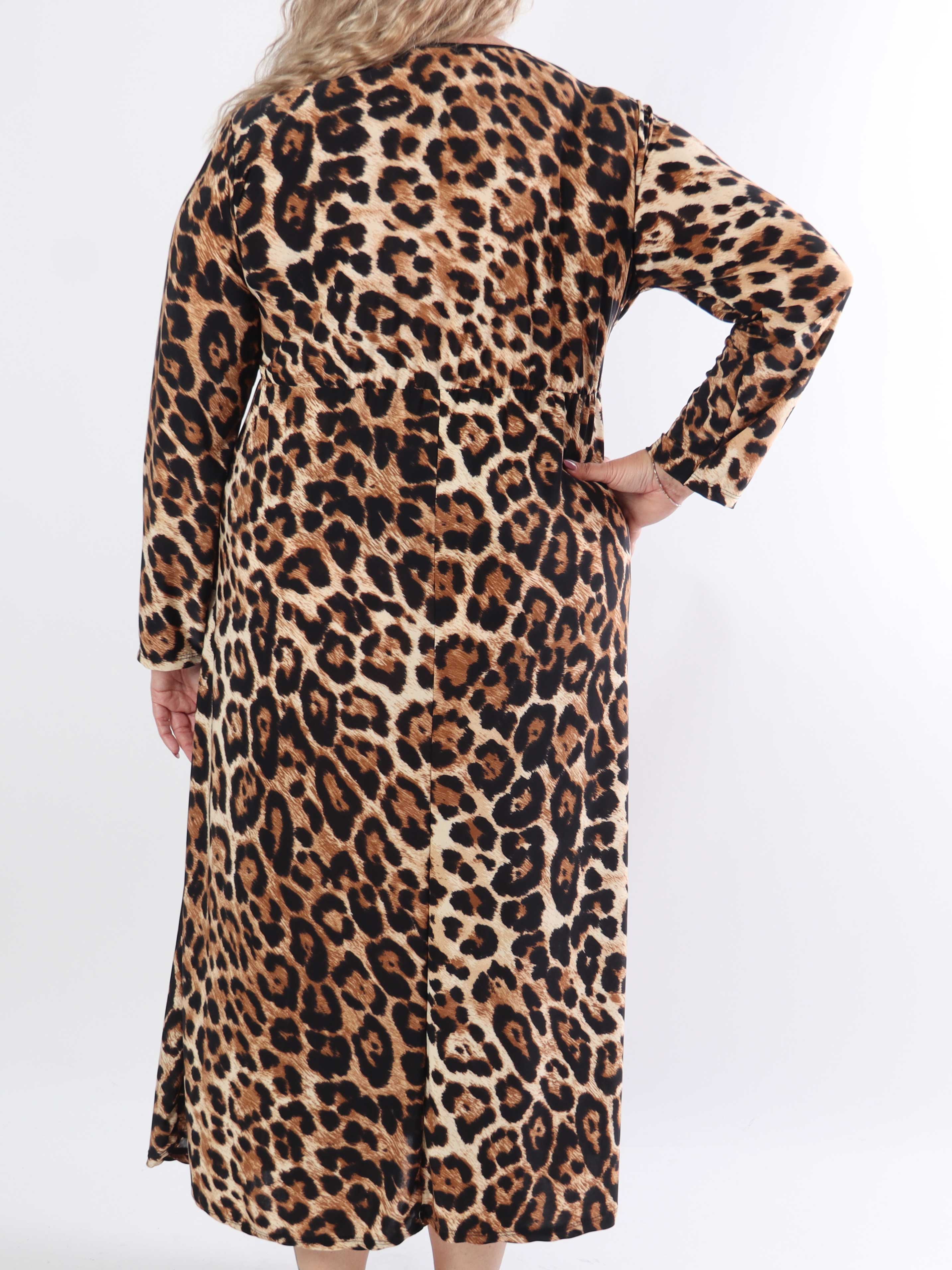 Nelly Animal - Elastisk plus size kjole i leopardprint