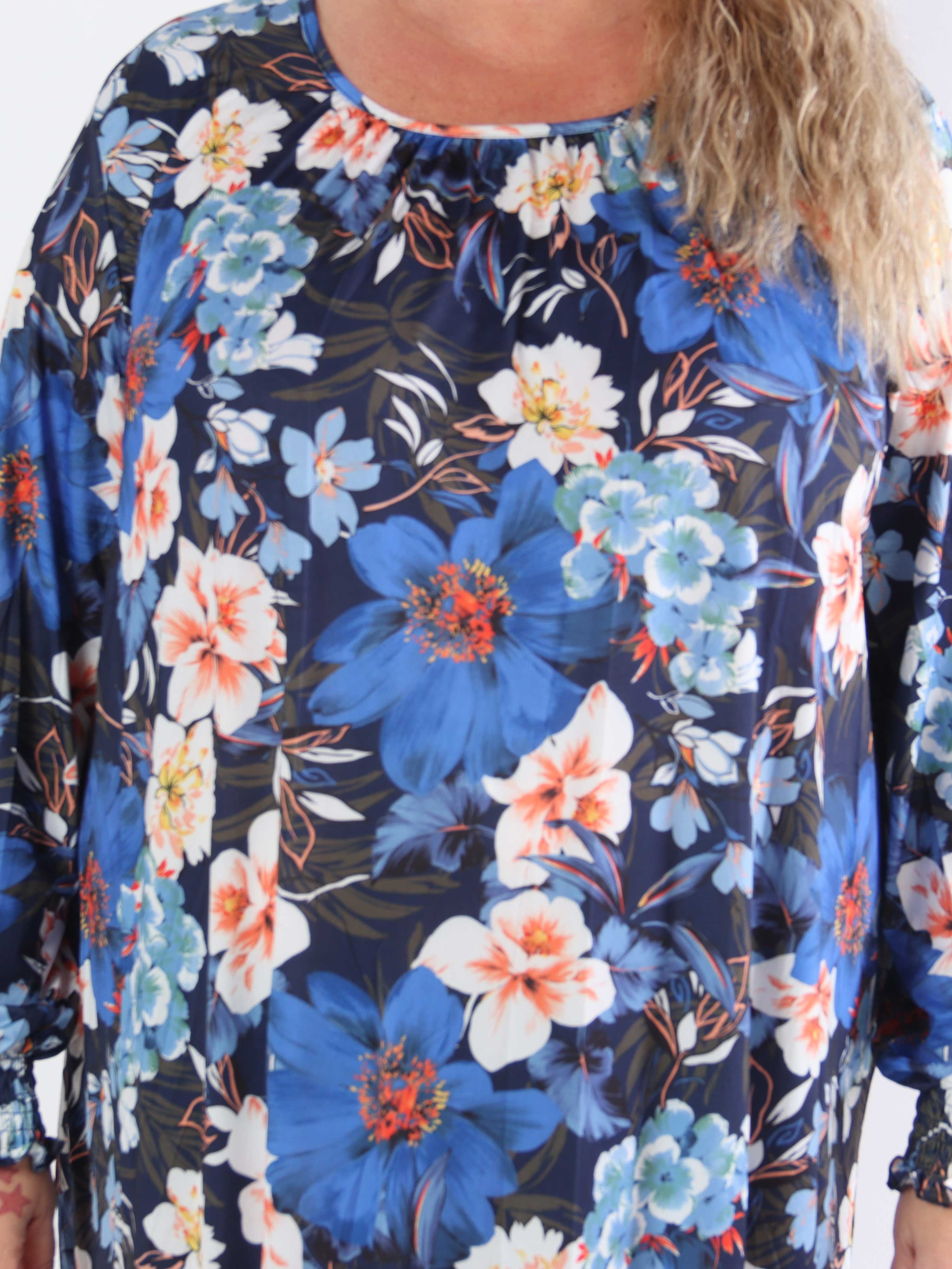 Miracle Floral Dress L/S - Elastisk plus size blomstret kjole