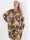 Miracle Gold Flower Dress L/S - Blomstret elastisk plus size kjole