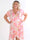 Savina Botanic S/S - Blomstret plus size kjole i slå-om-look med flæseærmer