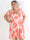 Savina Botanic S/S - Blomstret plus size kjole i slå-om-look med flæseærmer