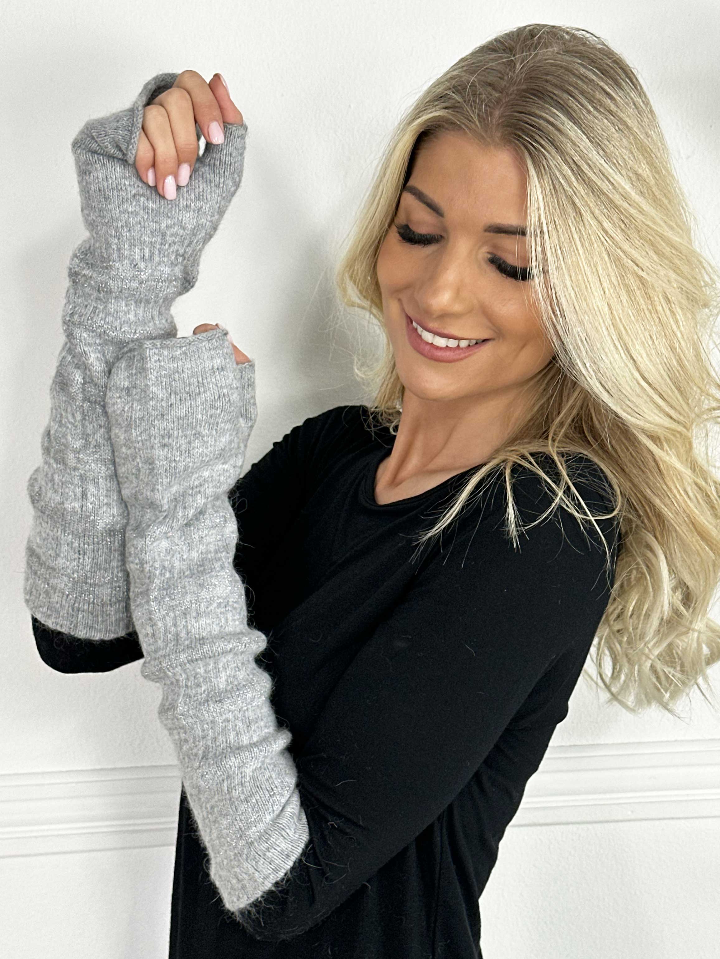 Tacita - Bløde handsker / armvarmere med glimmertråde