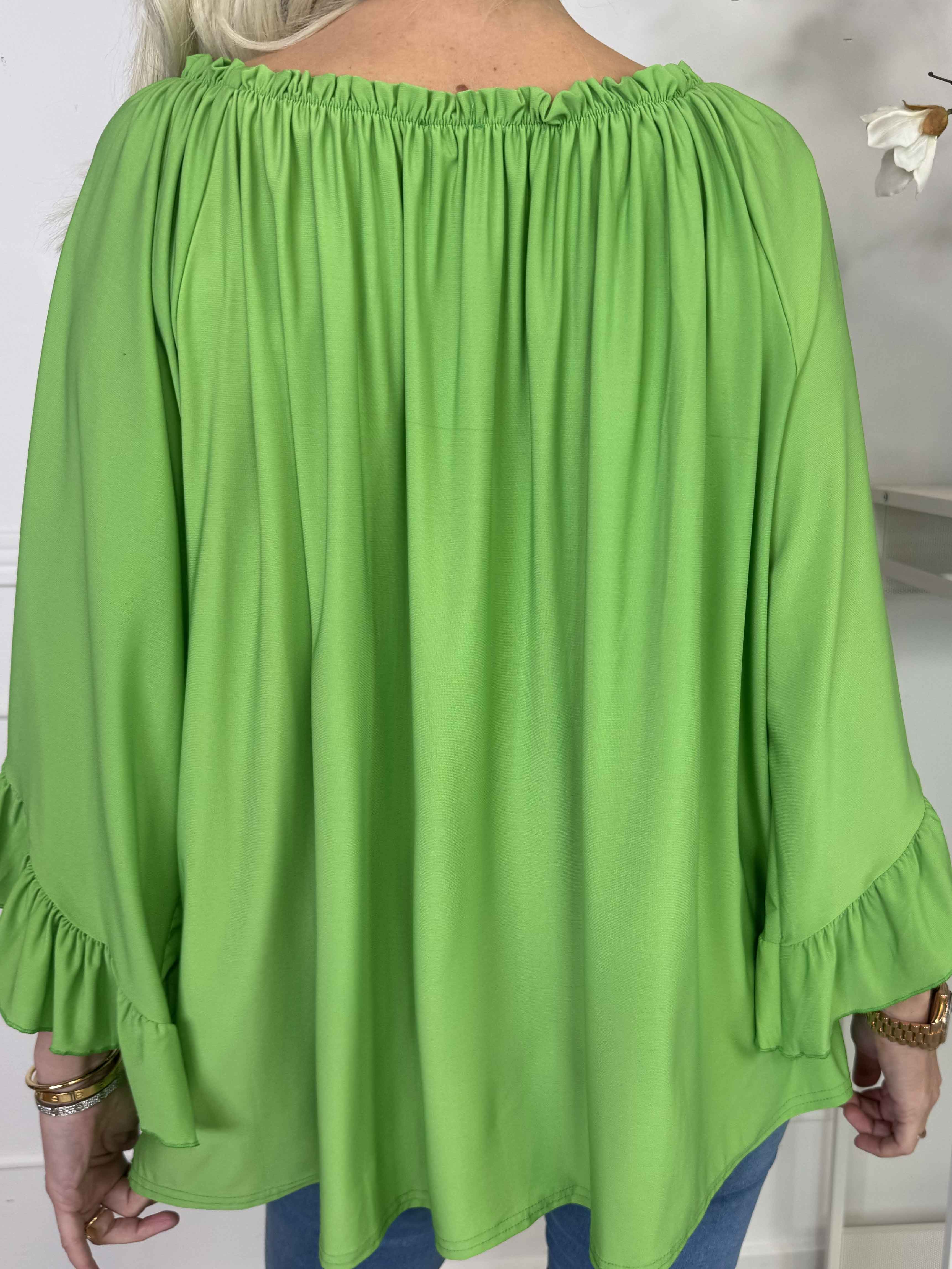 Anneli - Sød elastisk tunika med flæseærmer