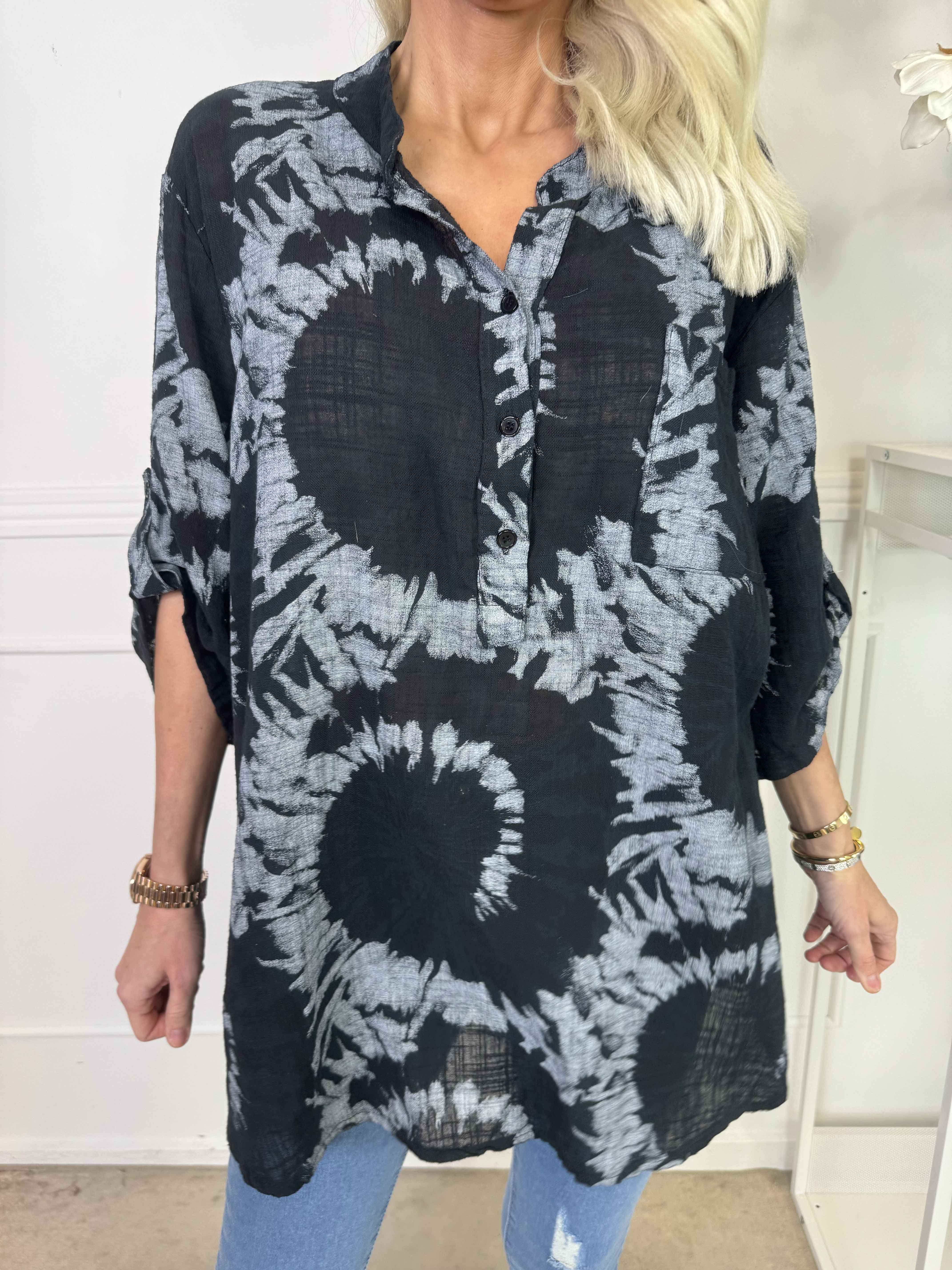 Akella - Mønstret skjorte i let bomuldsstof