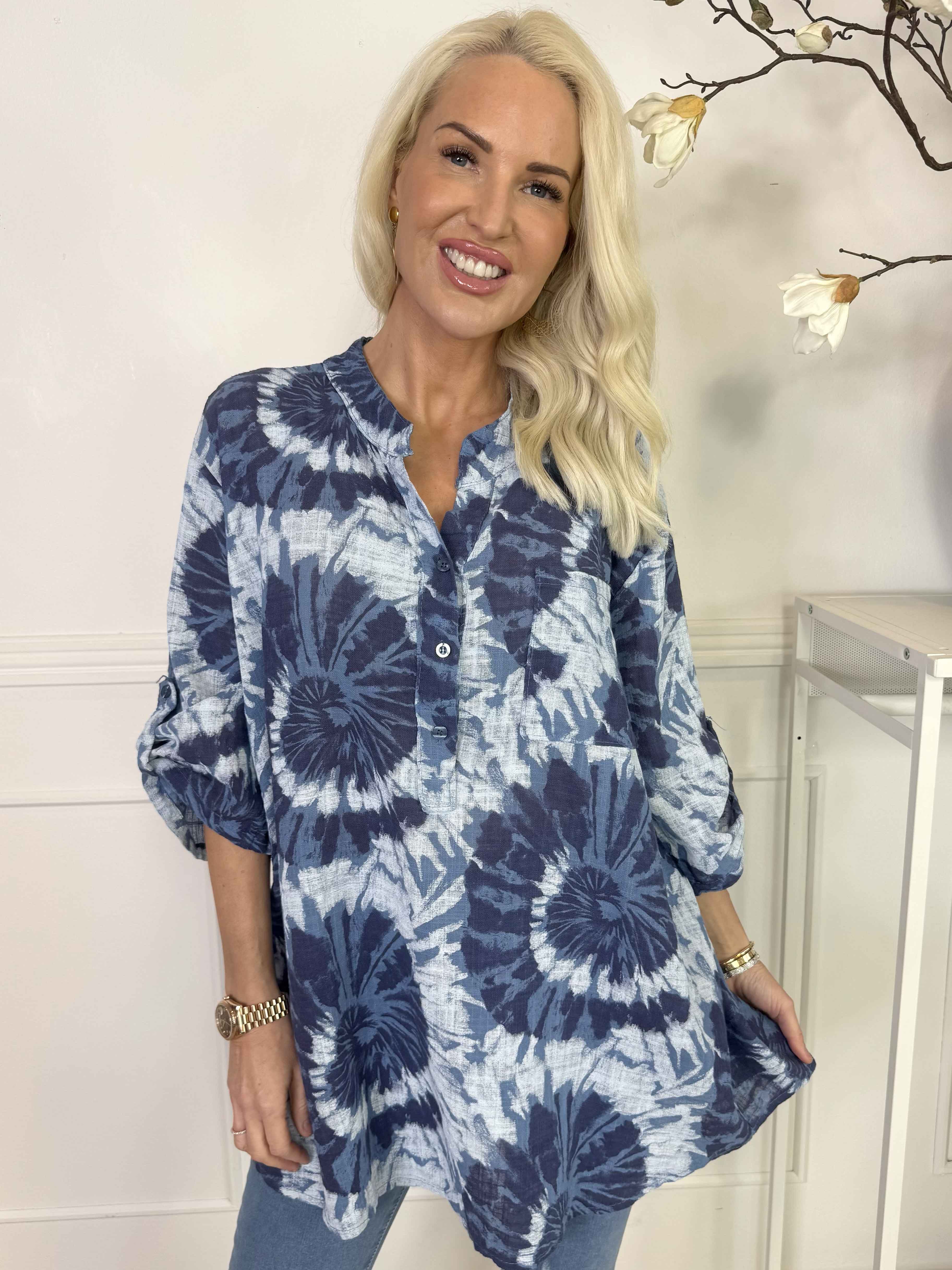 Akella - Mønstret skjorte i let bomuldsstof