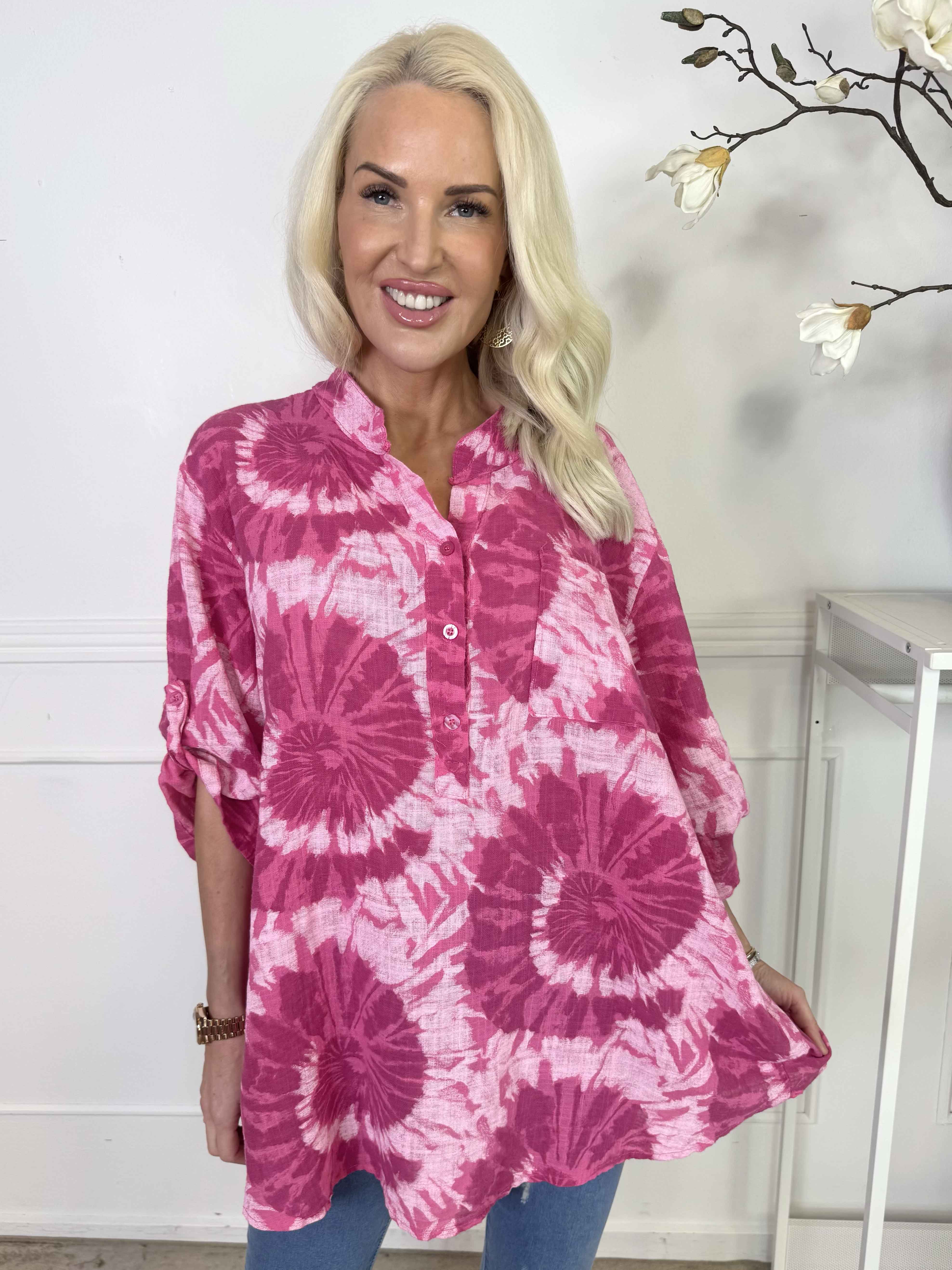 Akella - Mønstret skjorte i let bomuldsstof