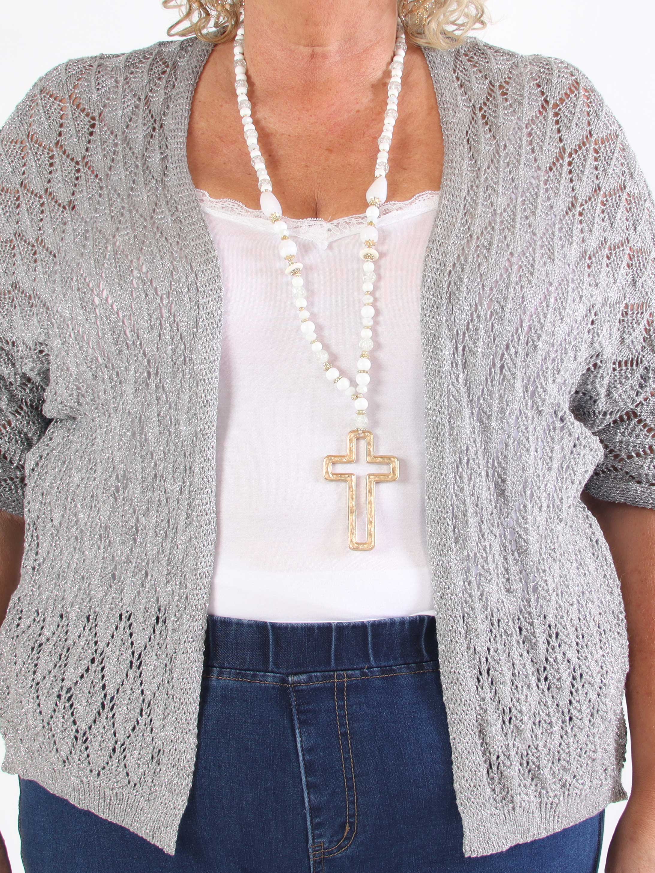 Selena - Sød plus size hæklet cardigan med glittertråde