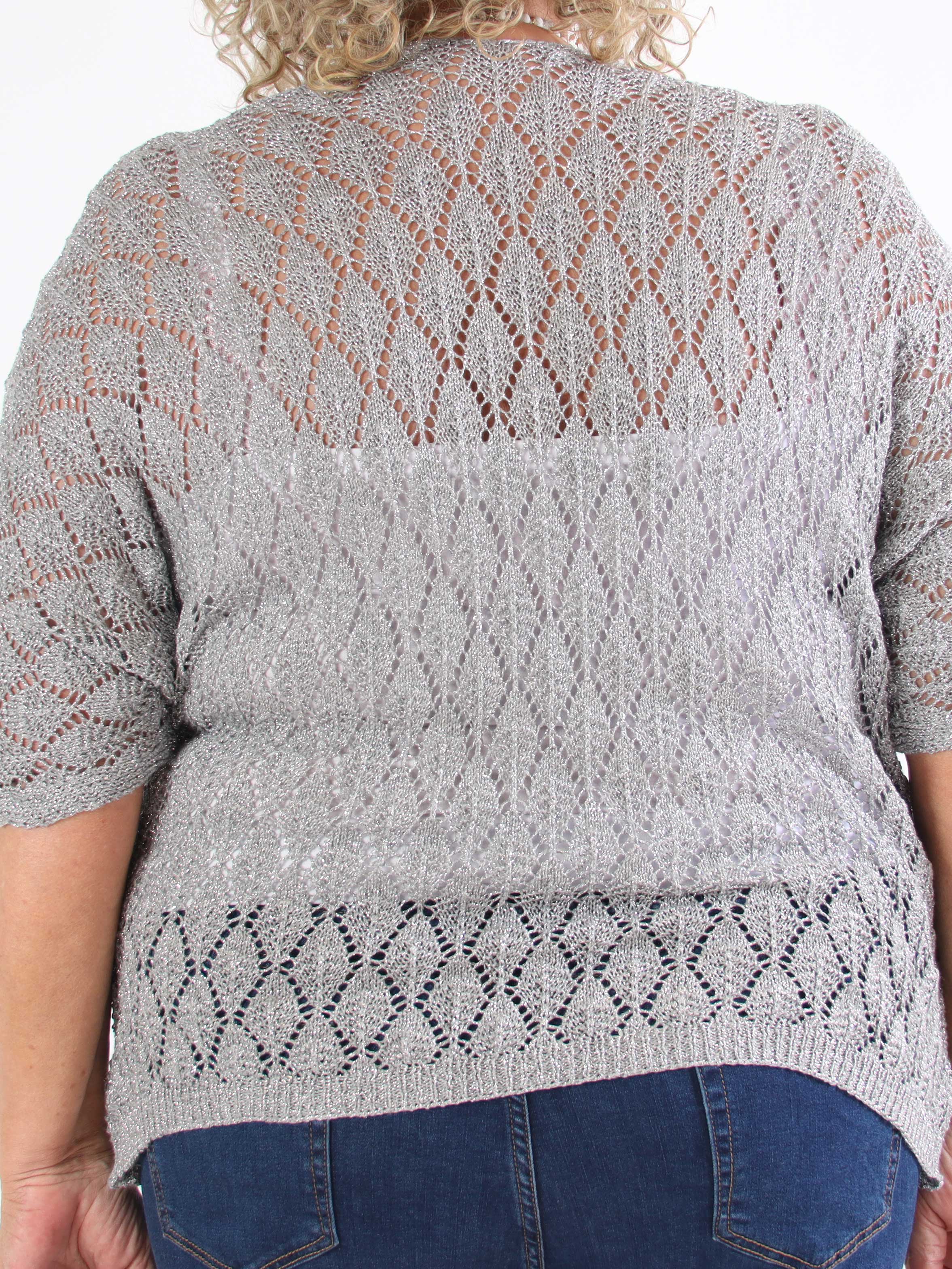 Selena - Sød plus size hæklet cardigan med glittertråde