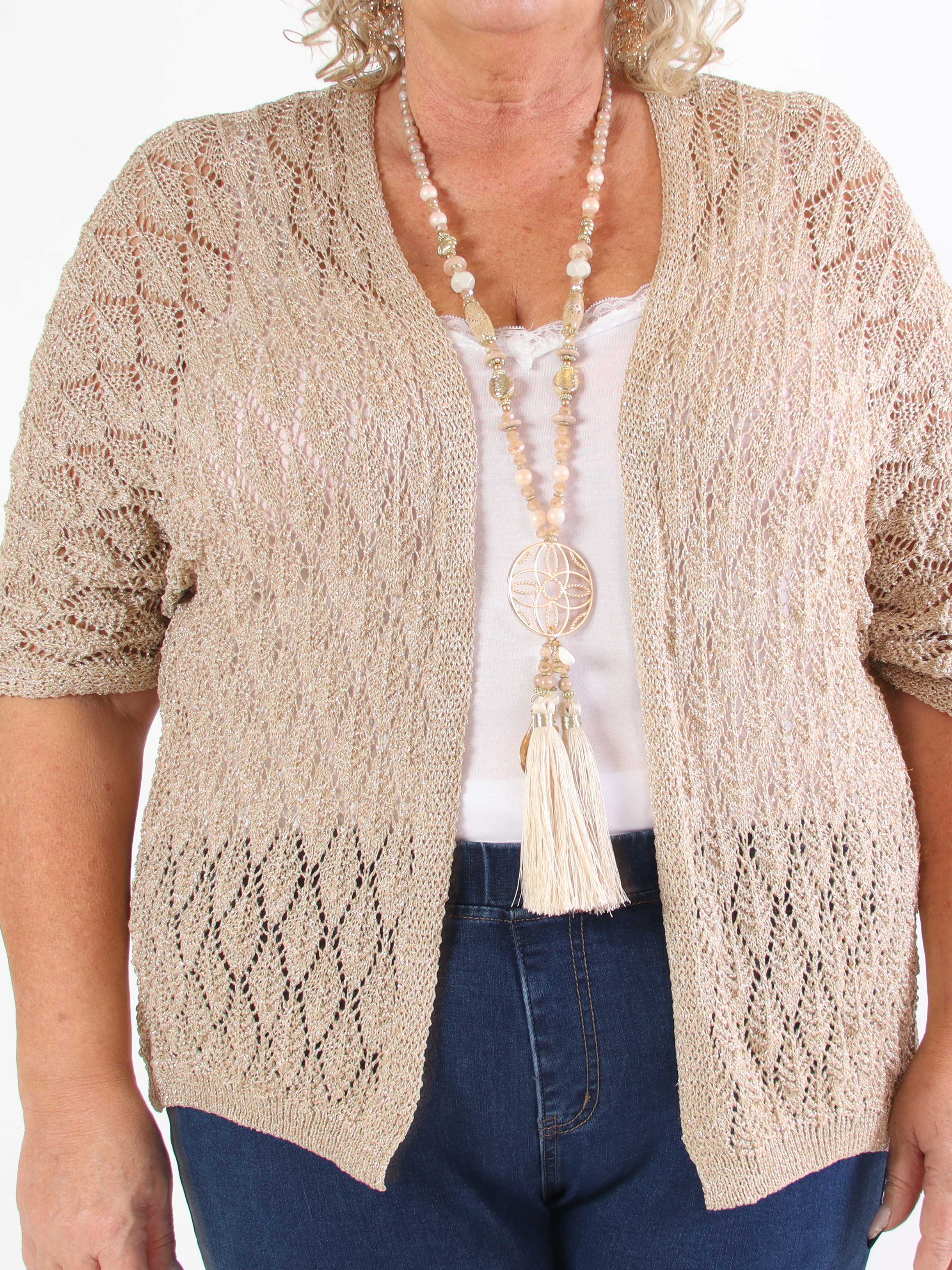 Selena - Sød plus size hæklet cardigan med glittertråde