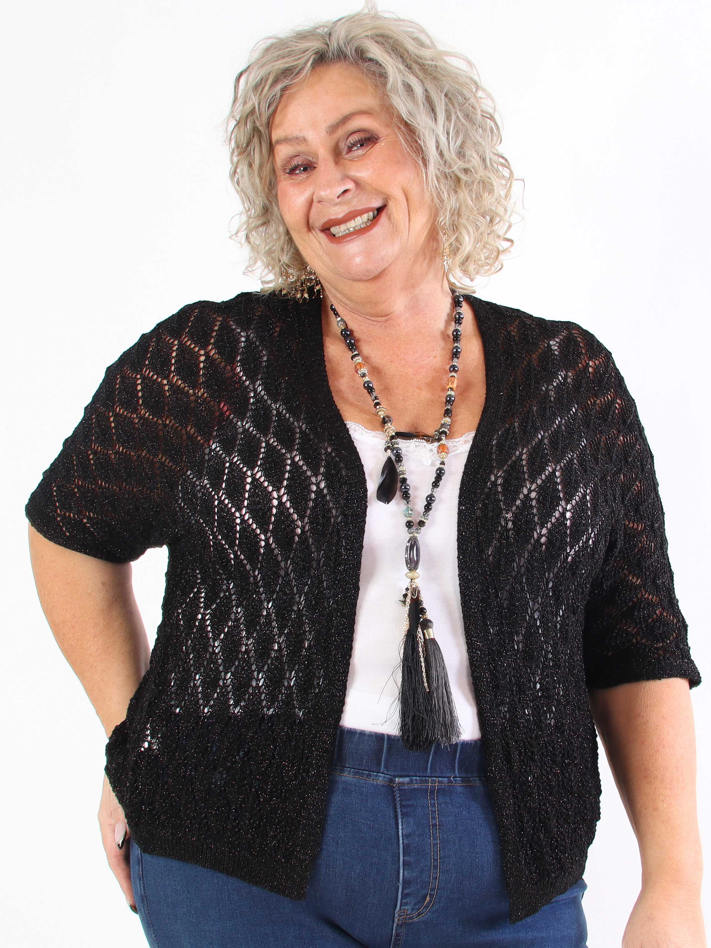 Selena - Sød plus size hæklet cardigan med glittertråde