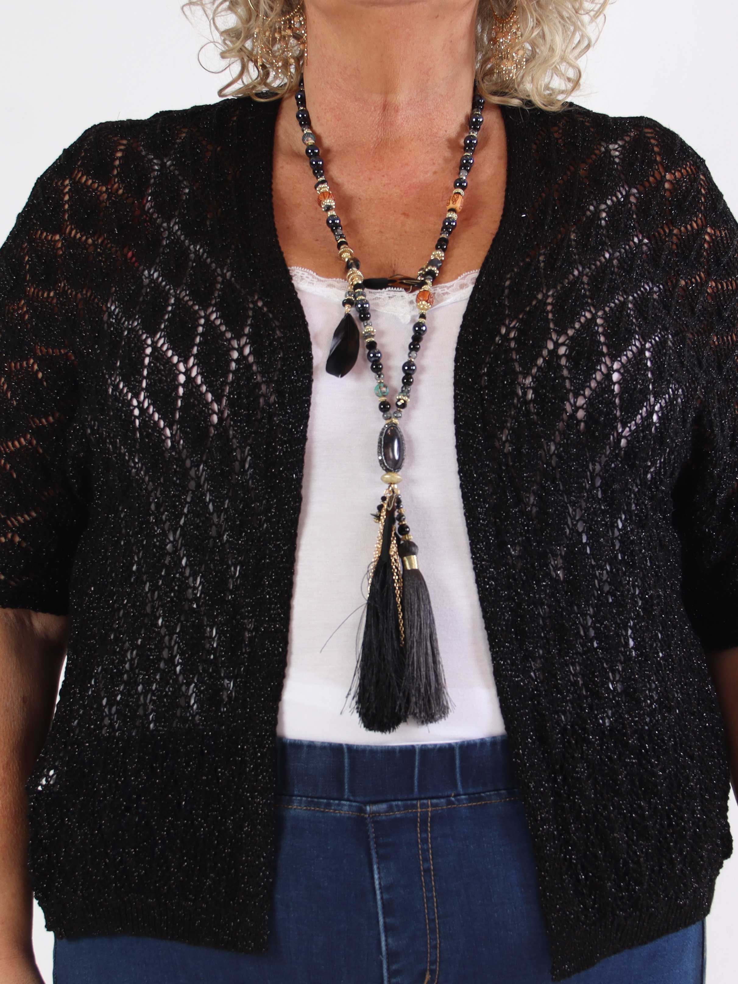 Selena - Sød plus size hæklet cardigan med glittertråde