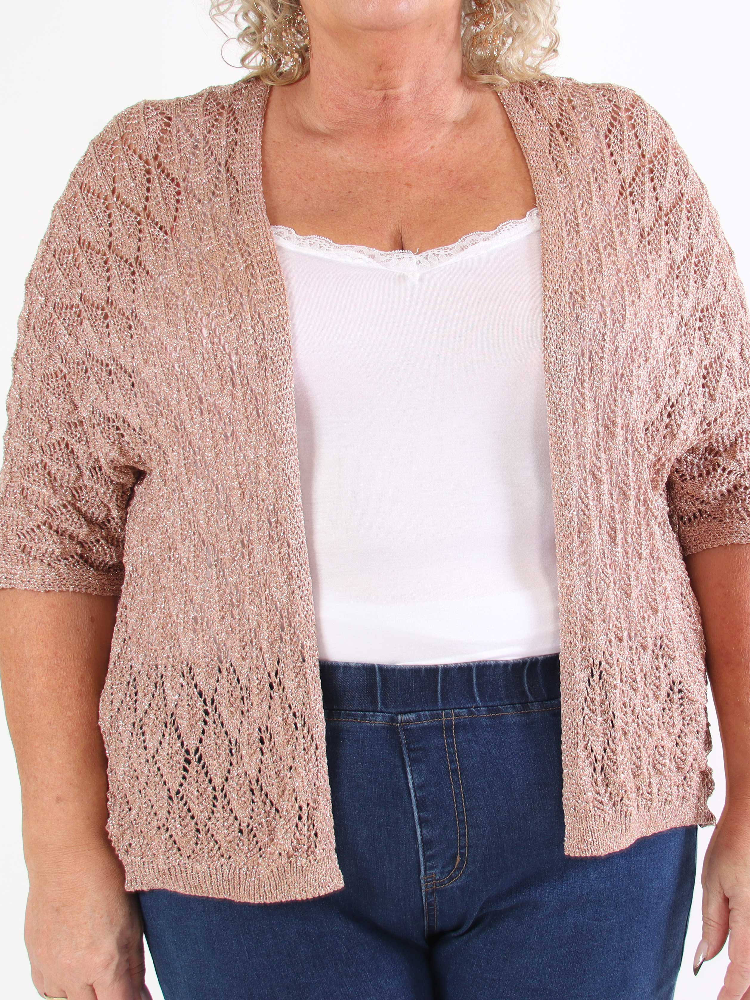 Selena - Sød plus size hæklet cardigan med glittertråde