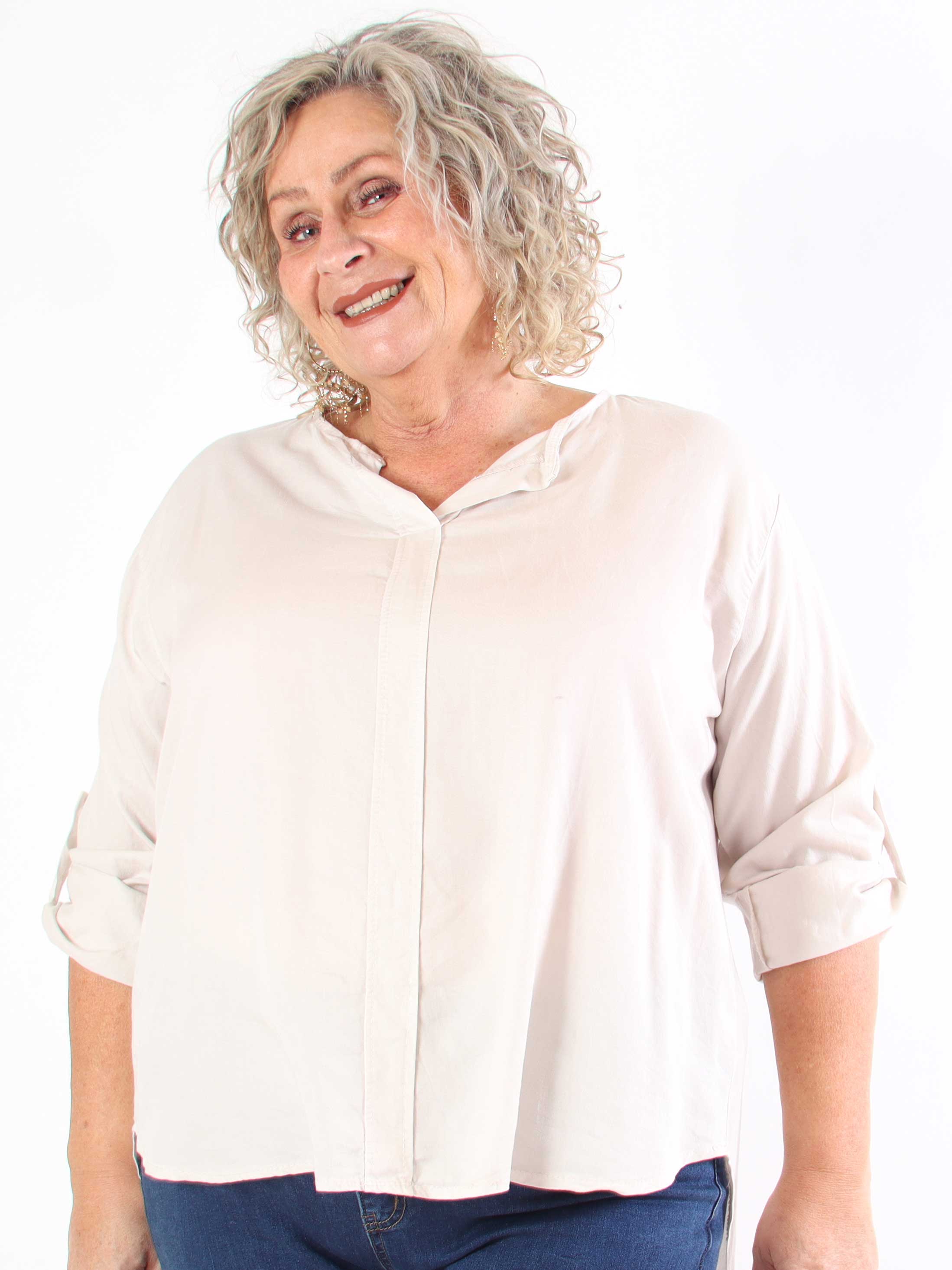 Emelda - Let plain plus size skjorte lavet i lyocell