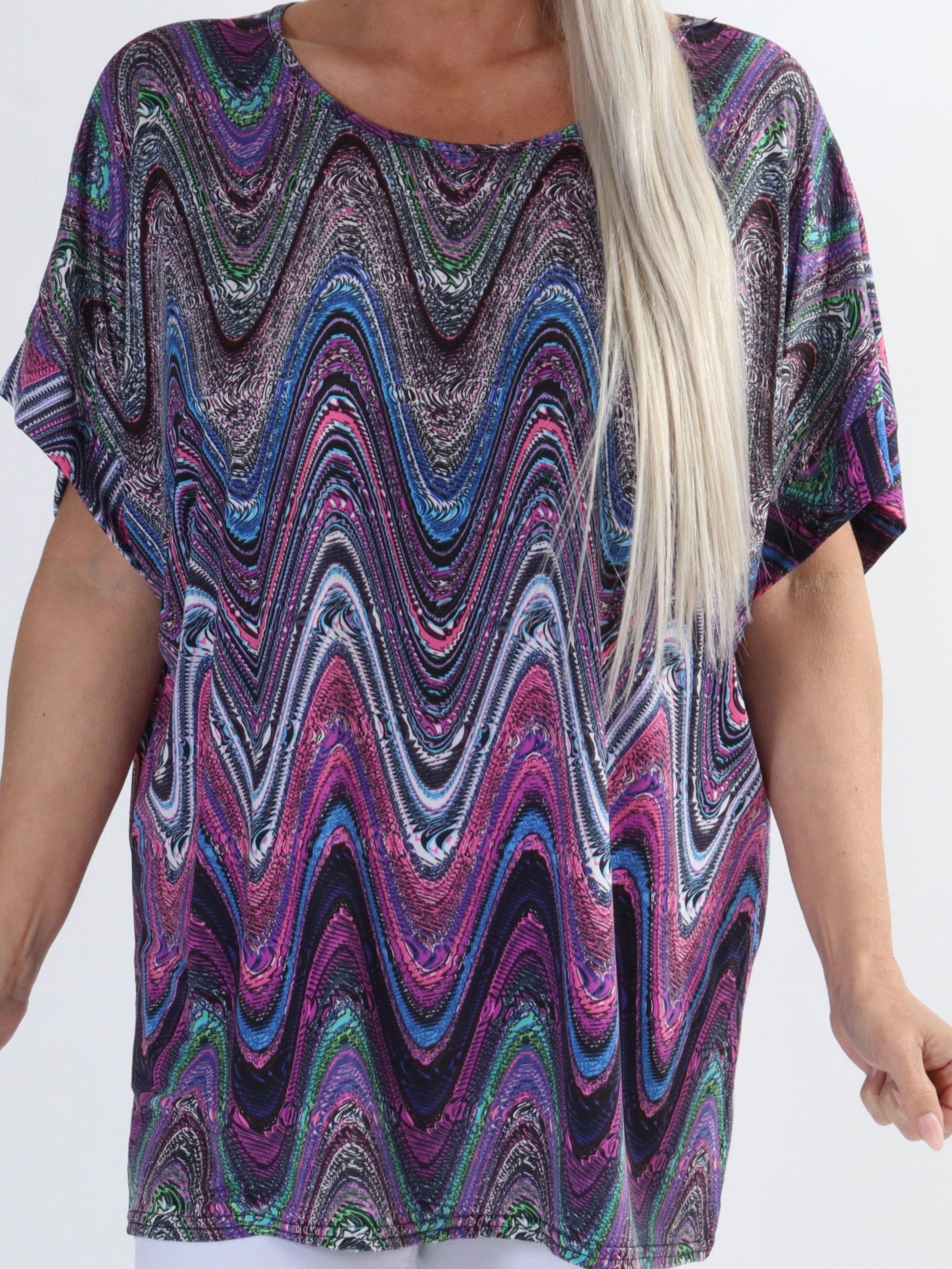 Indy - Mønstret blød plus size bluse