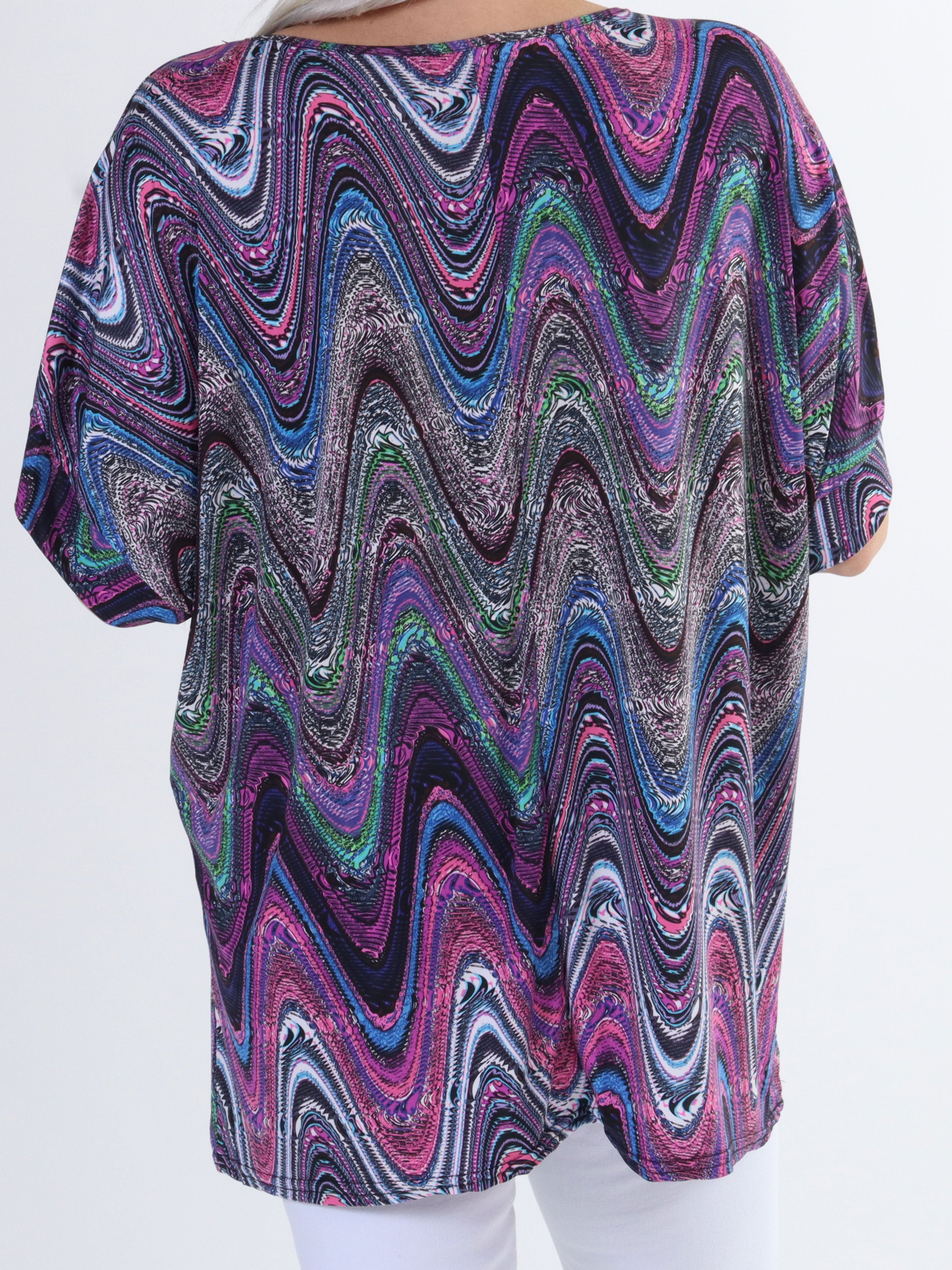 Indy - Mønstret blød plus size bluse