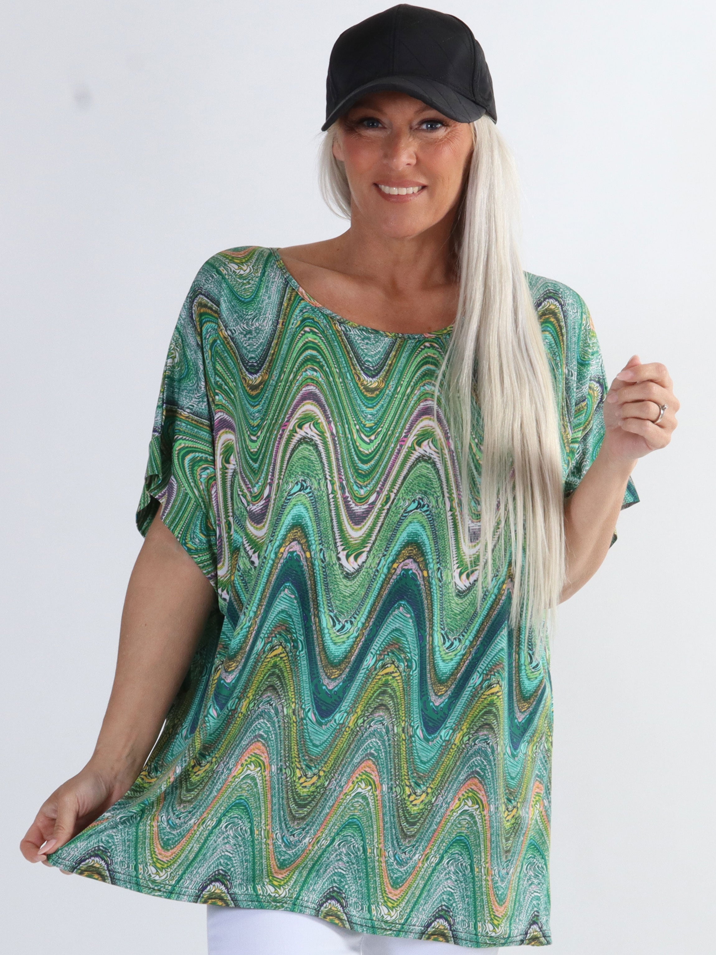 Indy - Mønstret blød plus size bluse