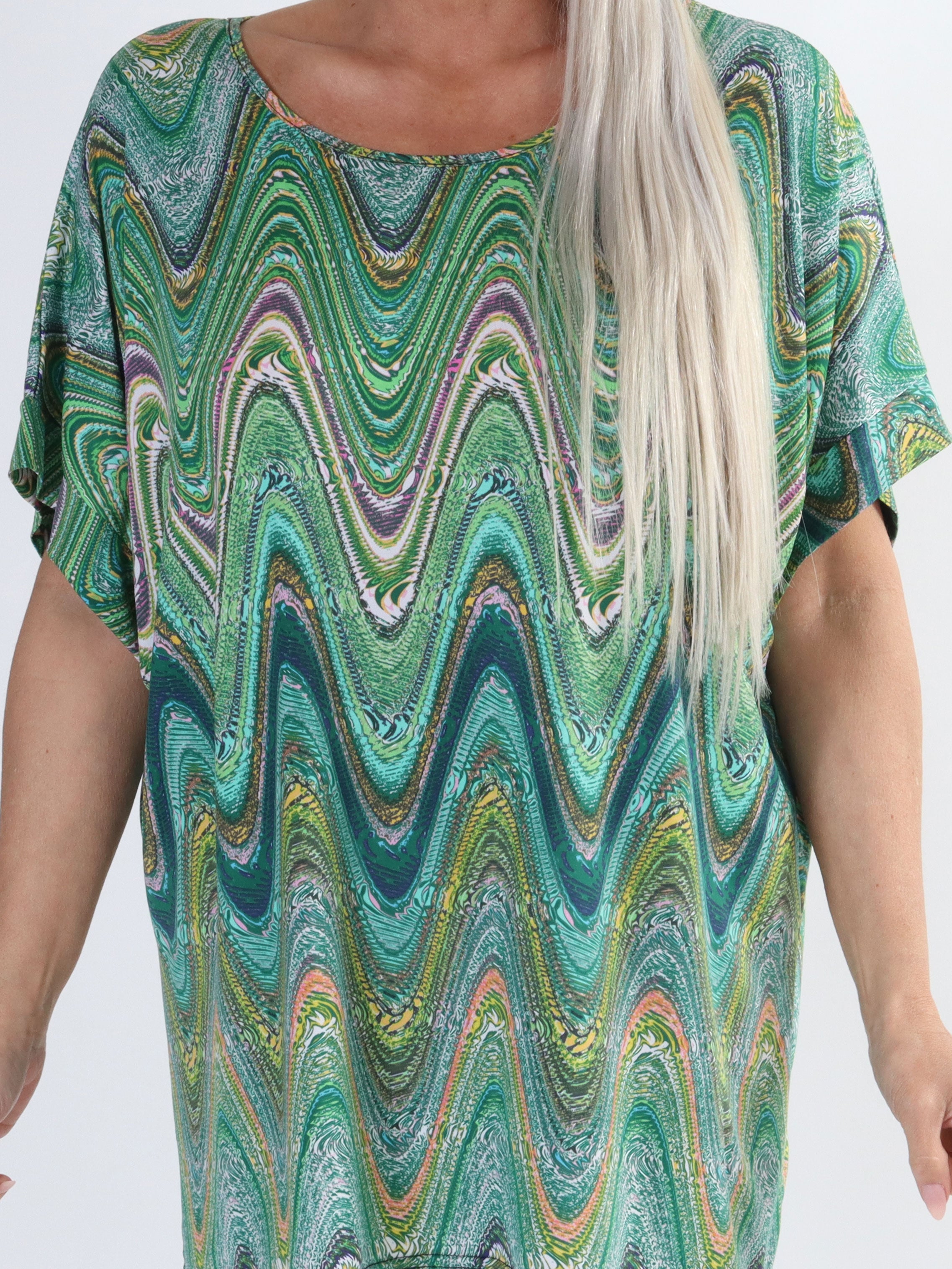 Indy - Mønstret blød plus size bluse