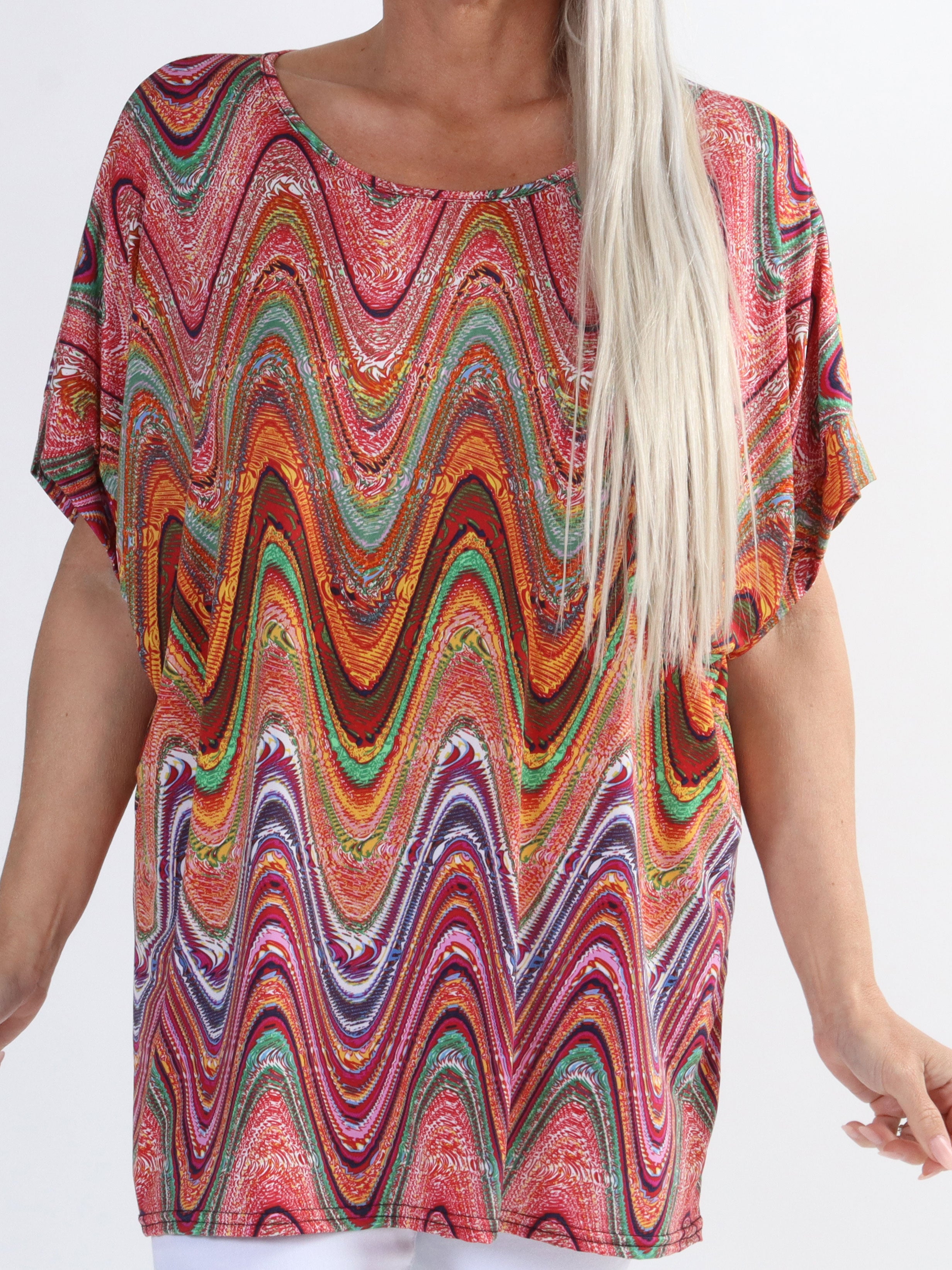 Indy - Mønstret blød plus size bluse