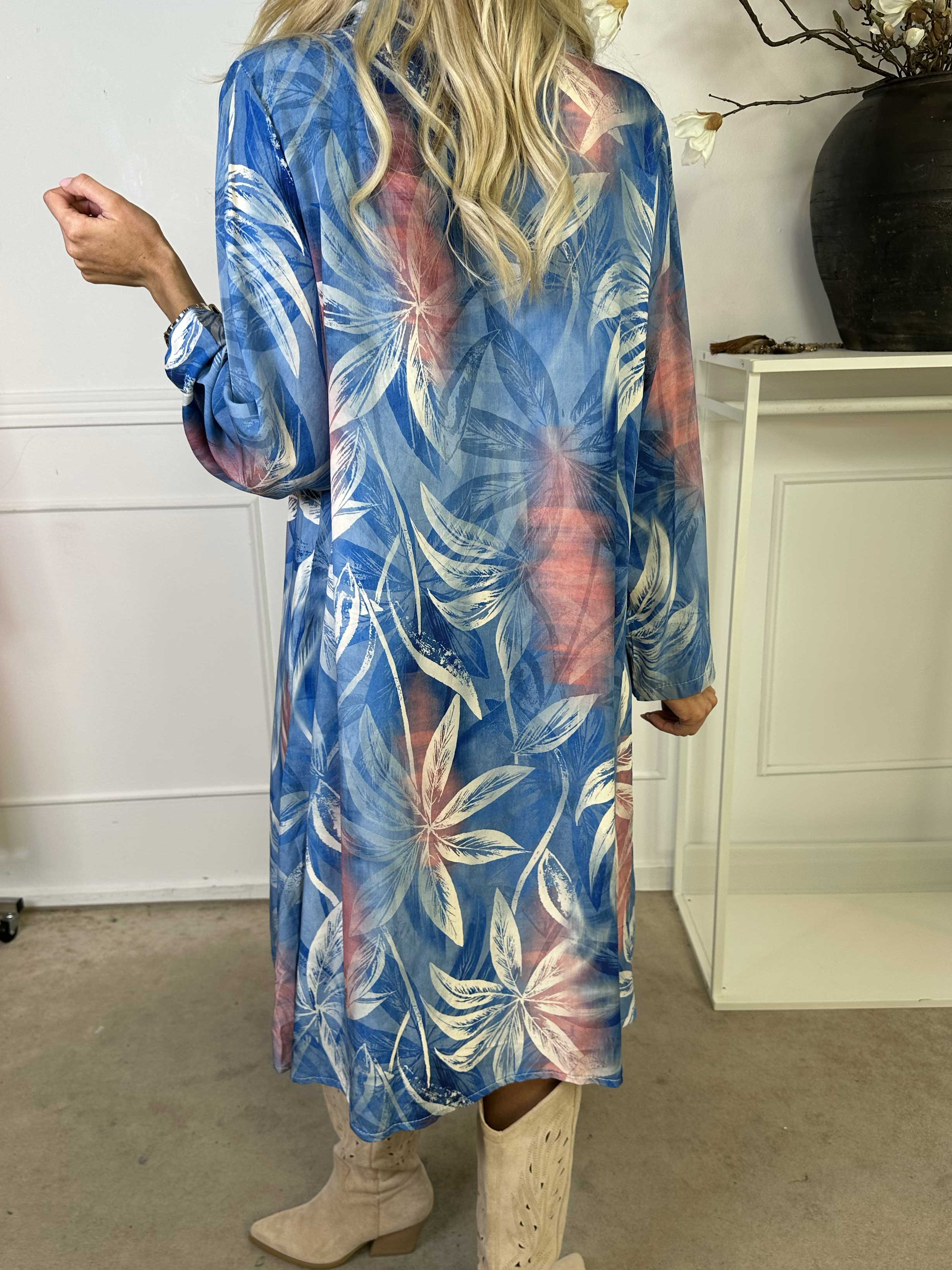 Iria - Skjortekjole i viskose med bladmotiver