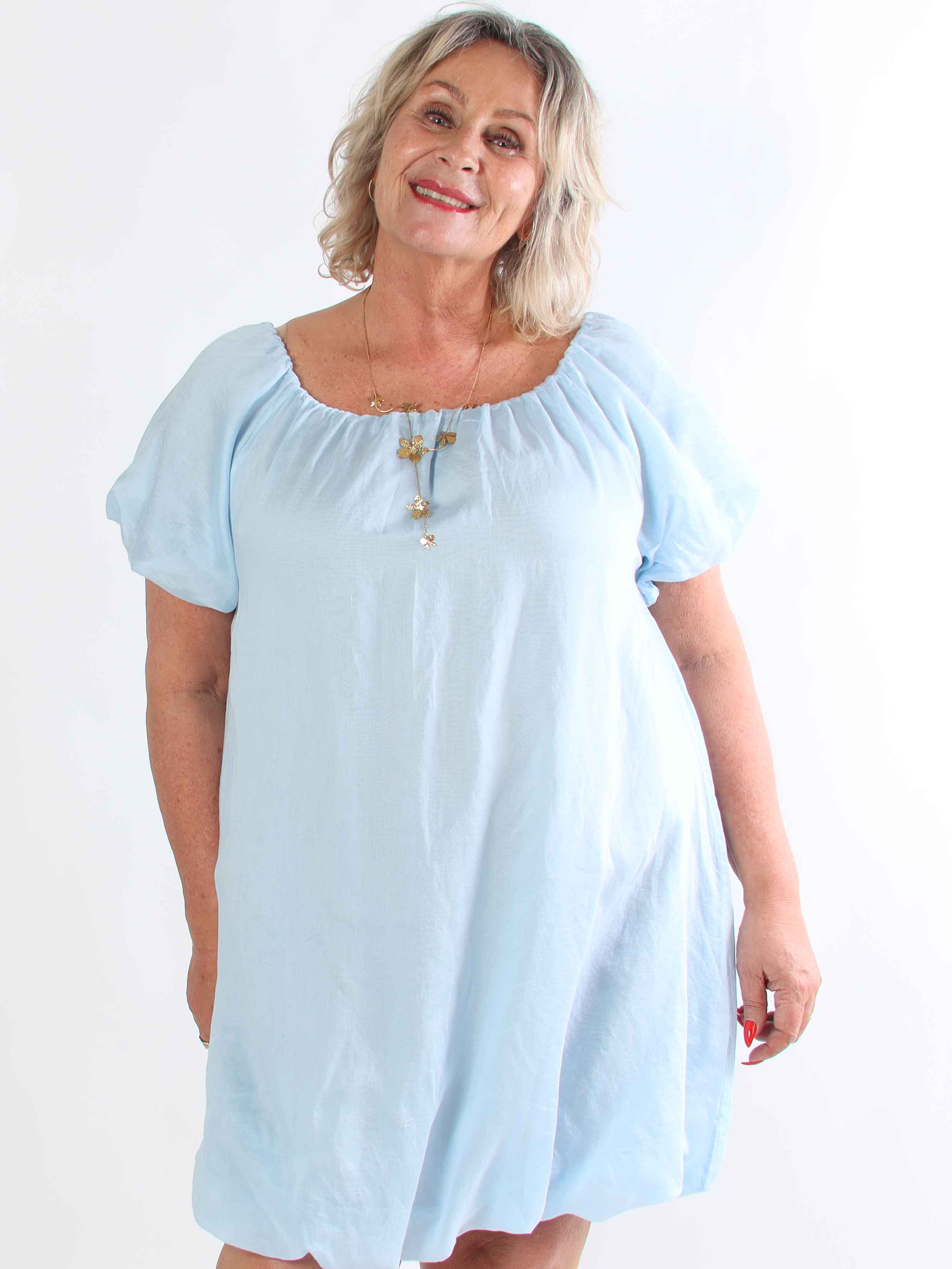 Isabel - Luftig plus size kjole i viskose med let puf-effekt