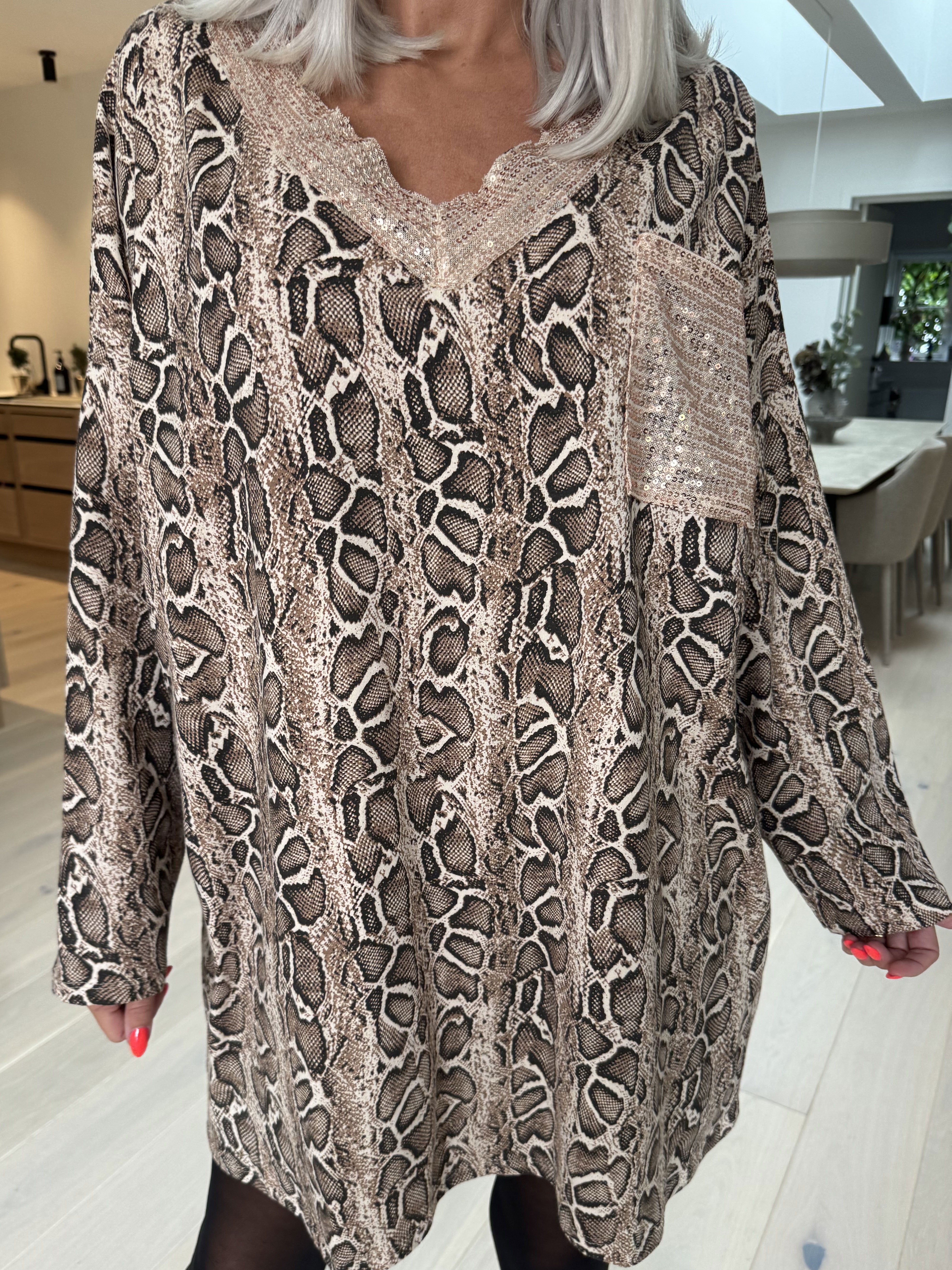 Jasmine - Blød tunika i bomuld med pailletter