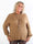 Jayda - Plus size strikbluse i kabelstrik med høj hals og lette ballonærmer