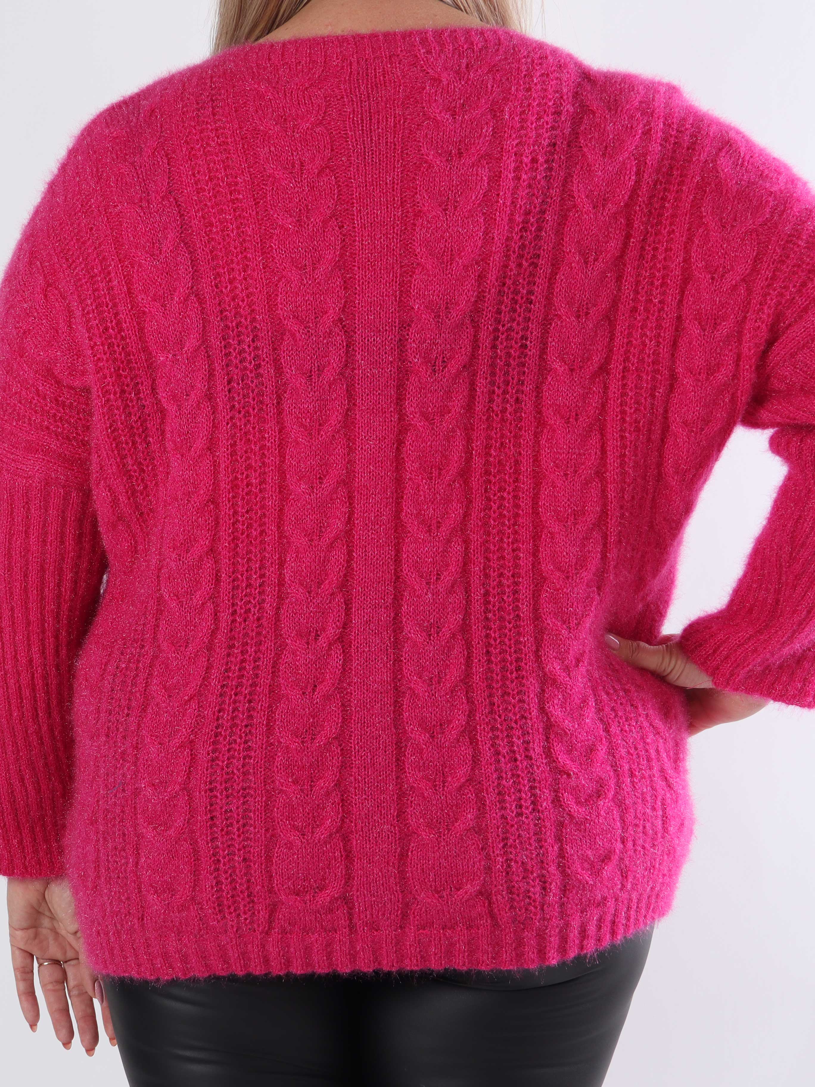 Johanna - Plus size strikbluse med kabelstrik i shiny strik