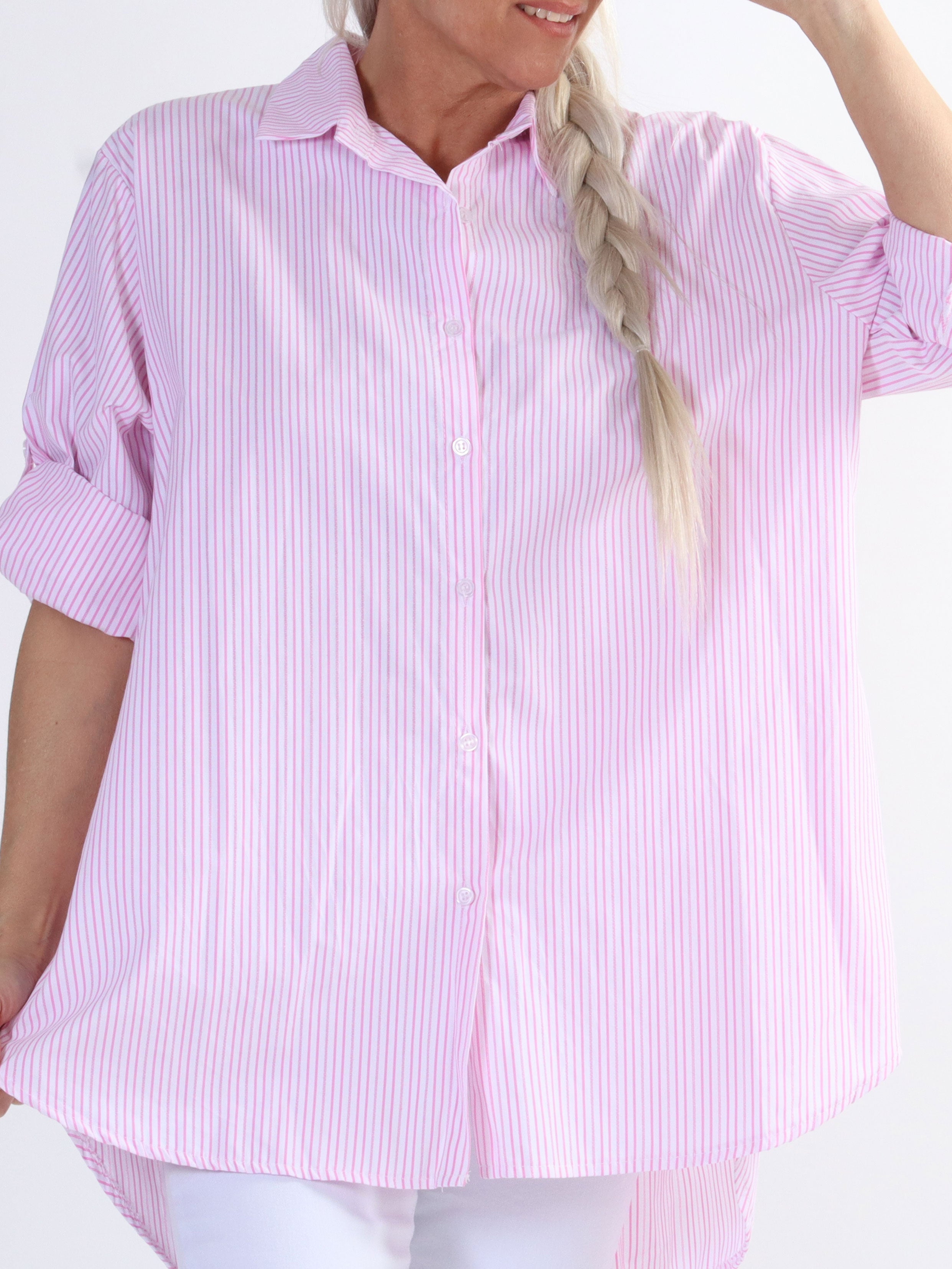 Johanne - Sød stribet plus size skjorte