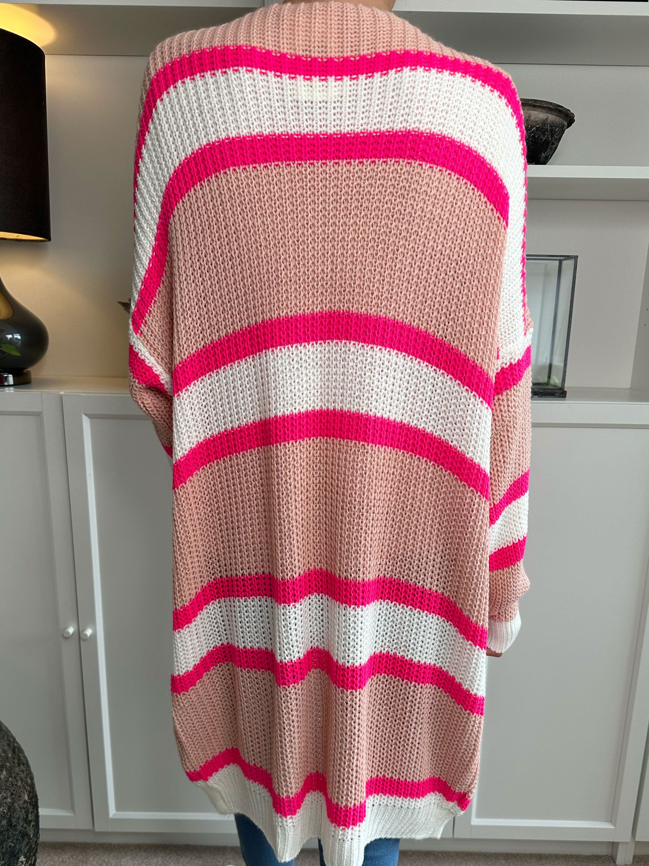 Kata - Flerfarvet stribet strikcardigan