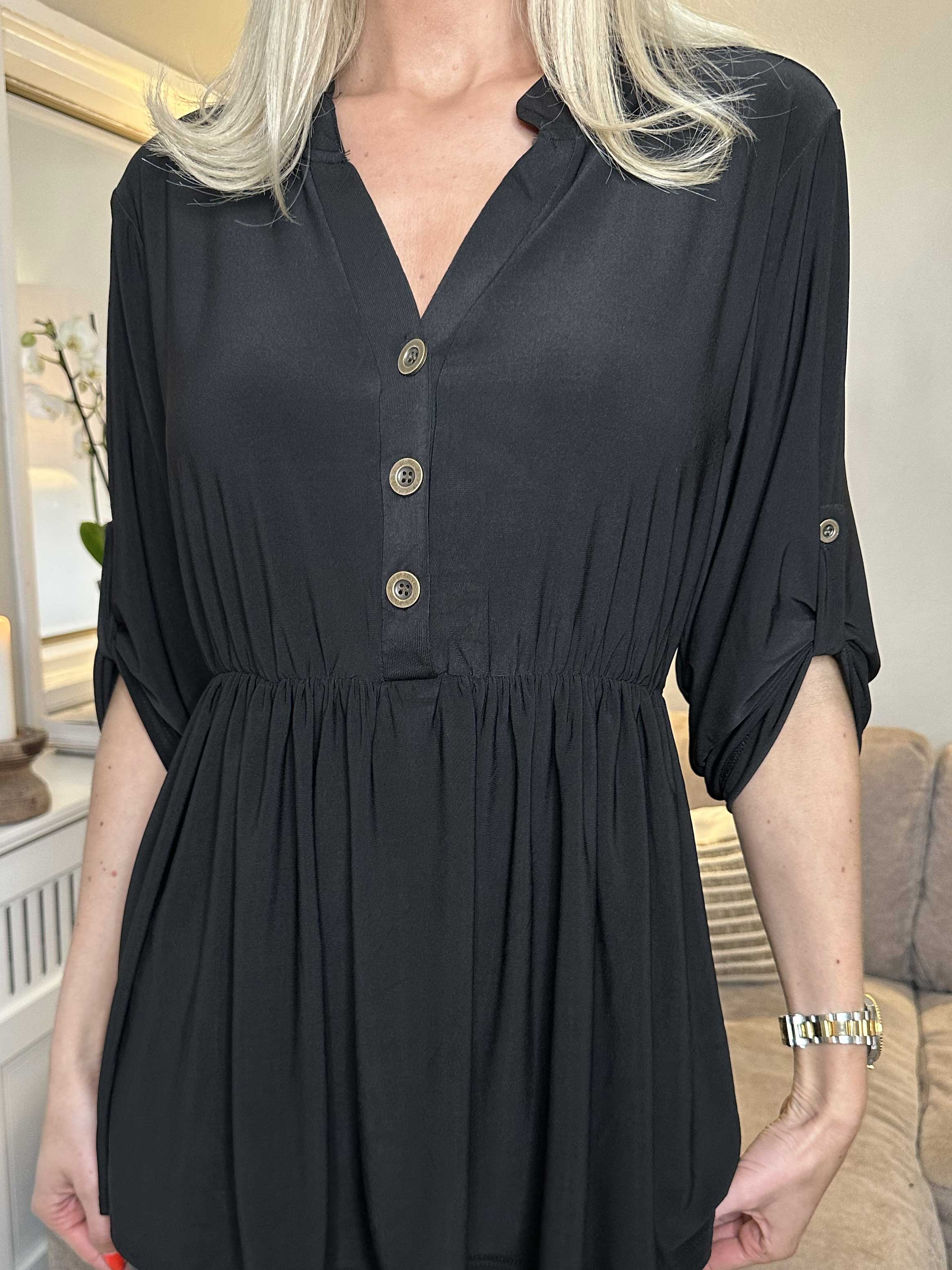 Katja Plain - Elastisk plain tunika med elastik i taljen