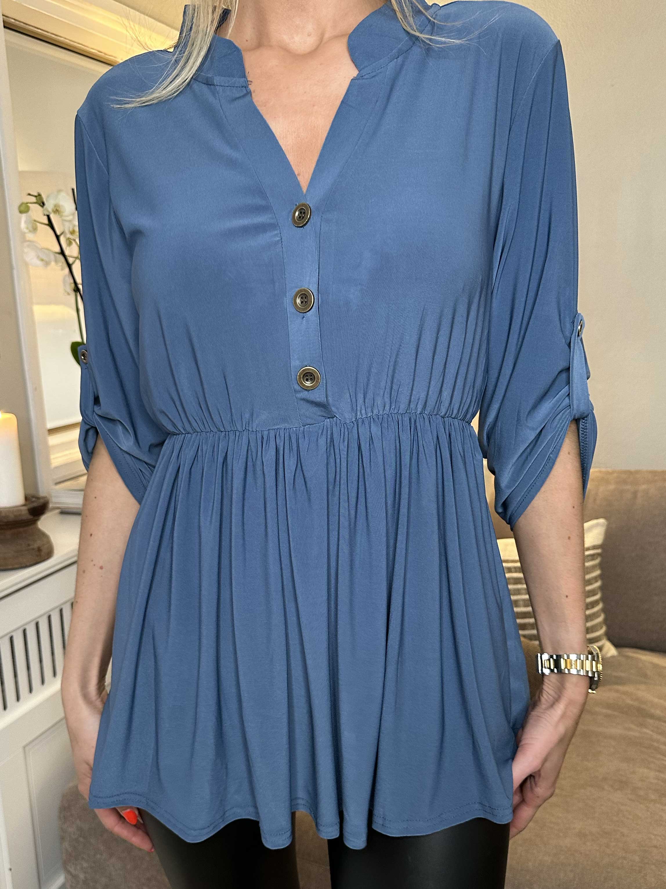 Katja Plain - Elastisk plain tunika med elastik i taljen