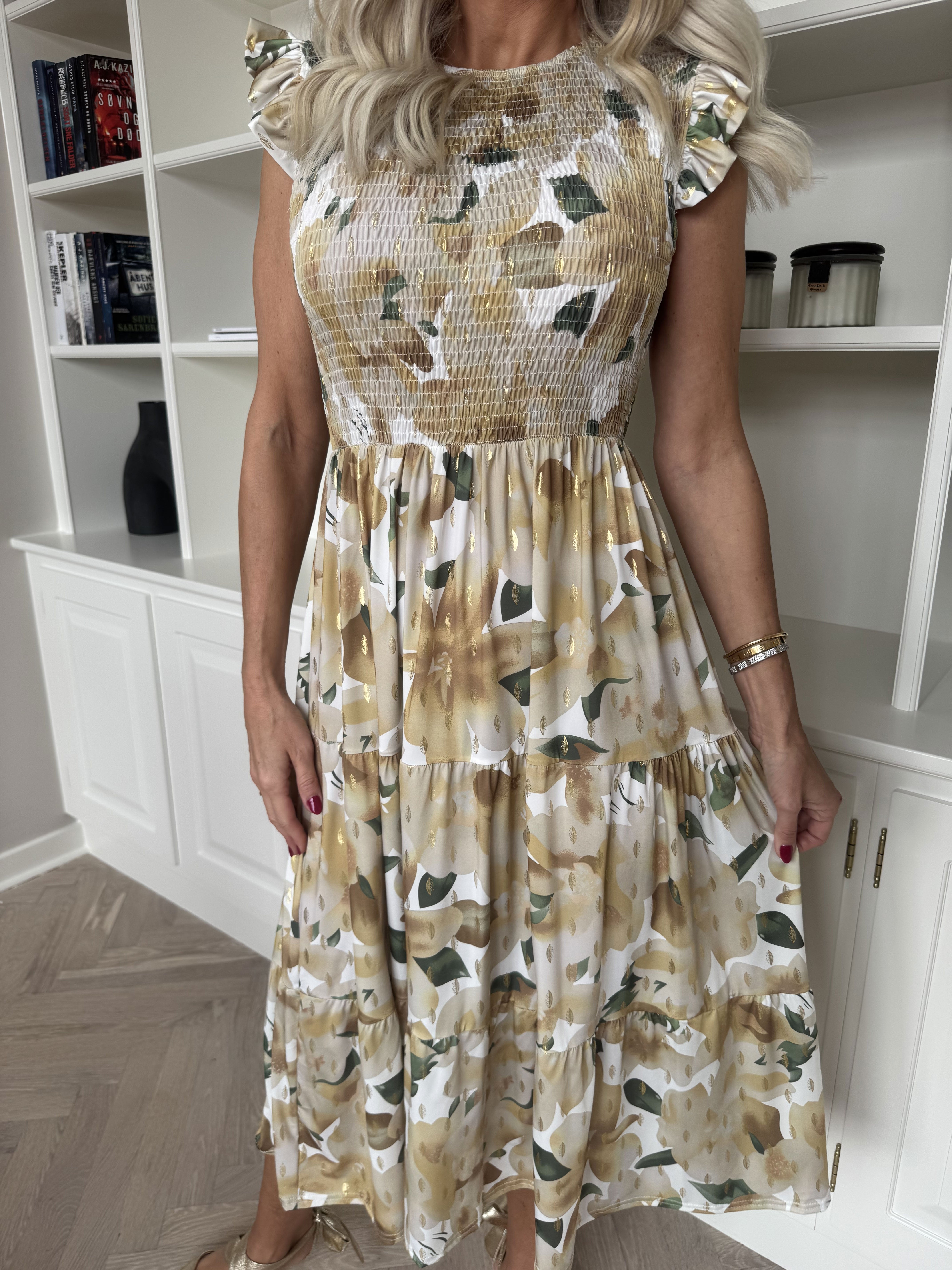 Kelly Floral Sleeveless - Blomstret kjole med smock over brystet