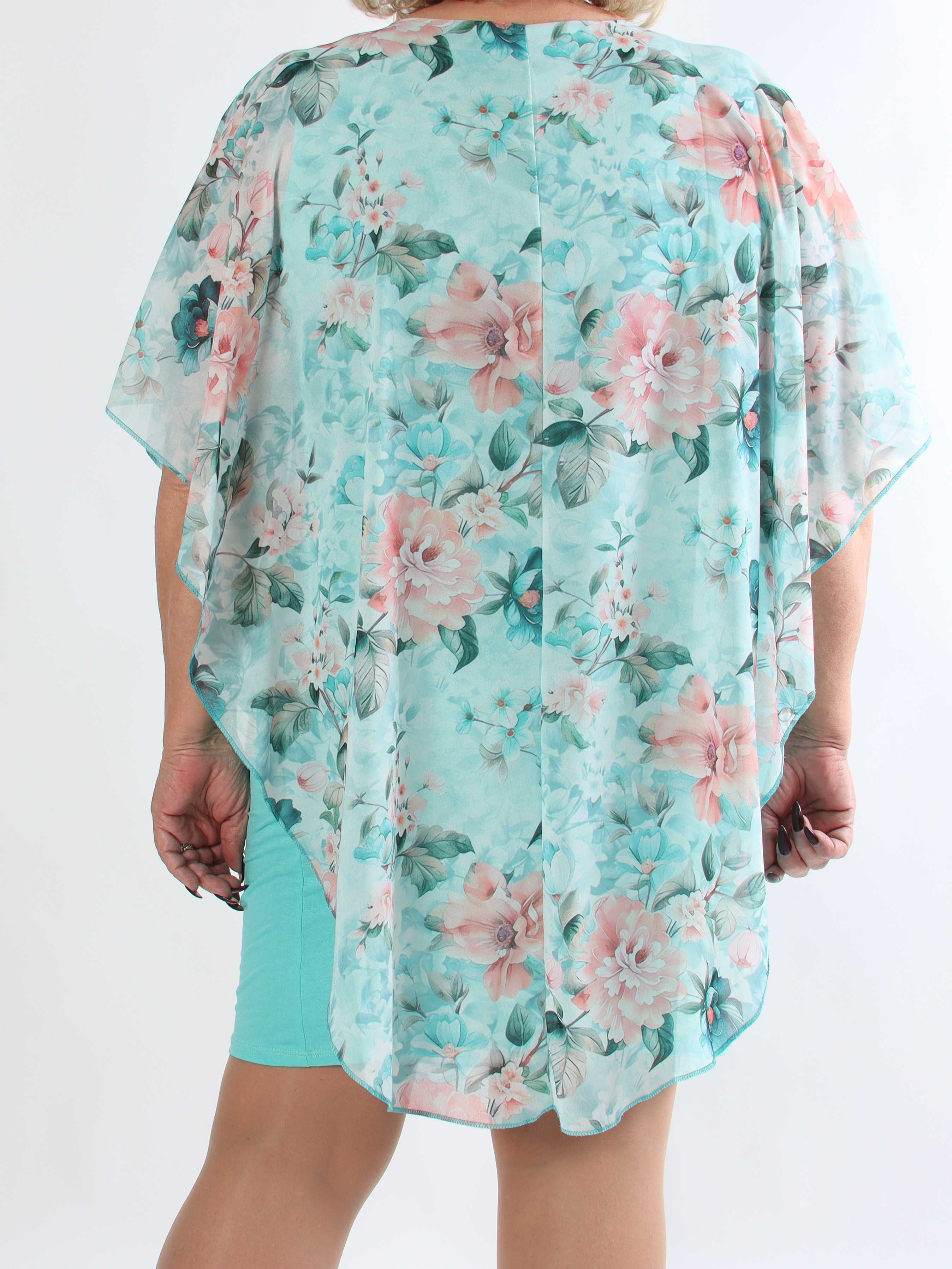 Kenya Flower - Plus size kjole med et let chiffonstykke