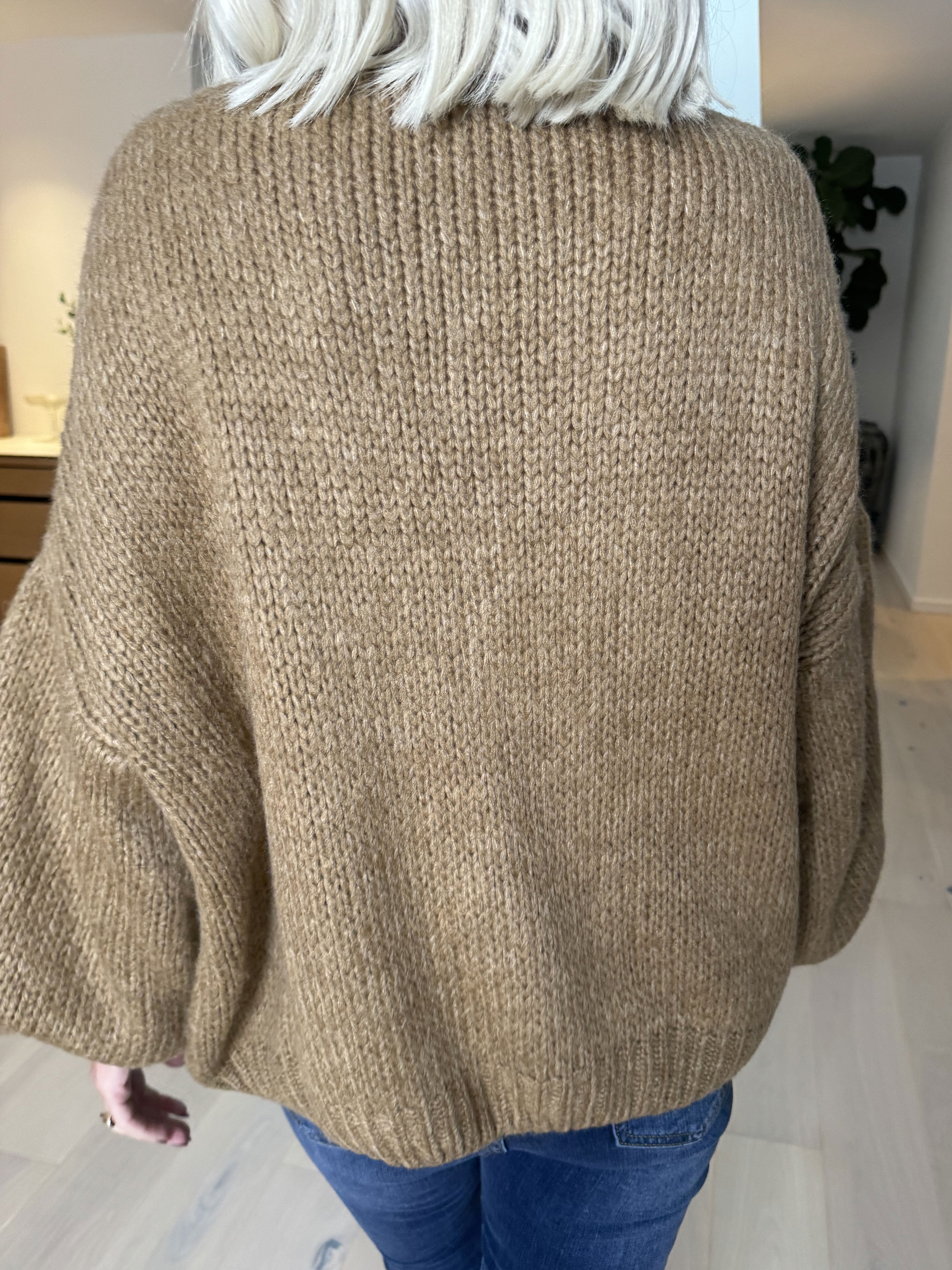 Kimberly - Sød tyk strikcardigan med sløjfer