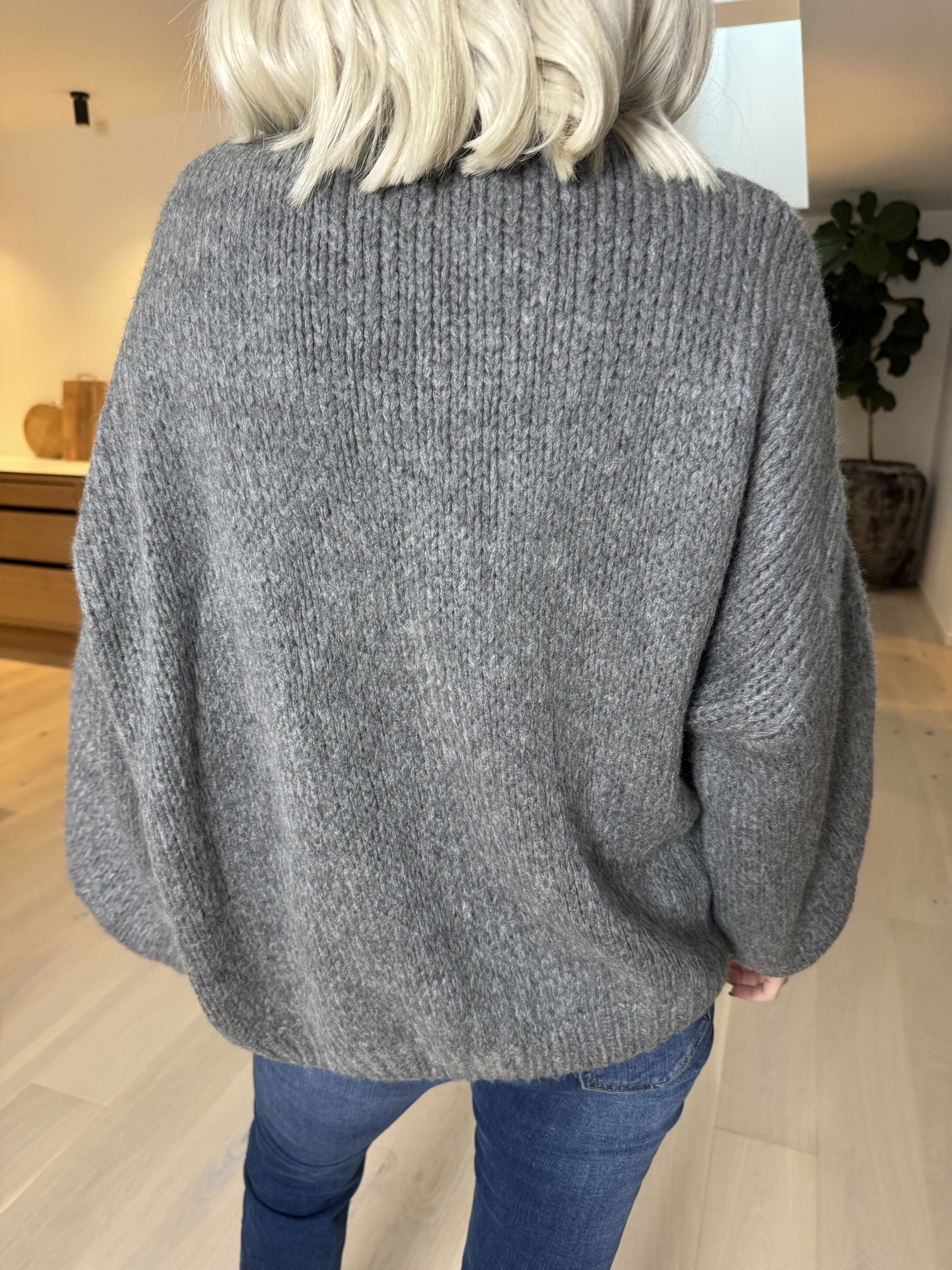 Kimberly - Sød tyk strikcardigan med sløjfer