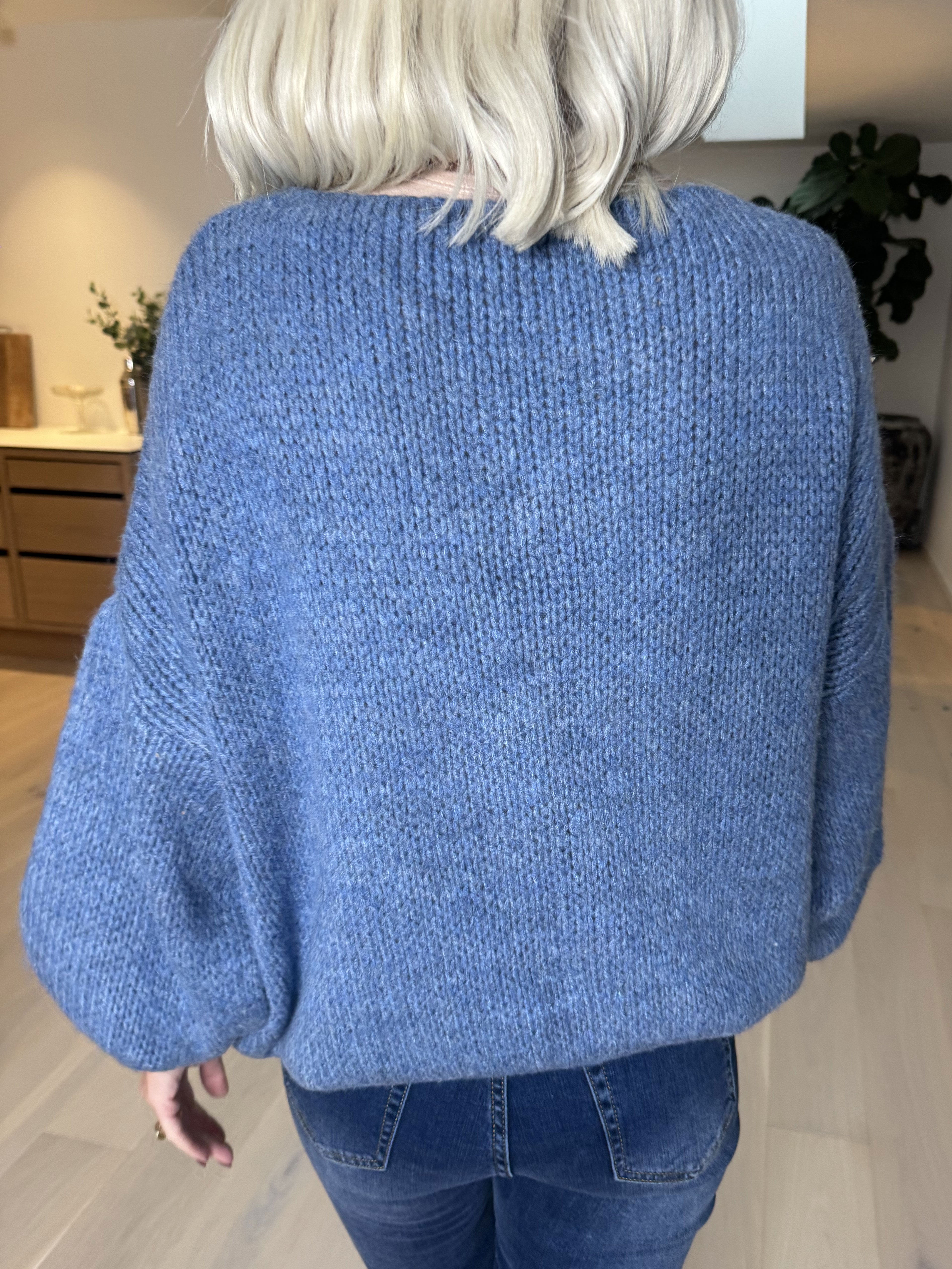 Kimberly - Sød tyk strikcardigan med sløjfer