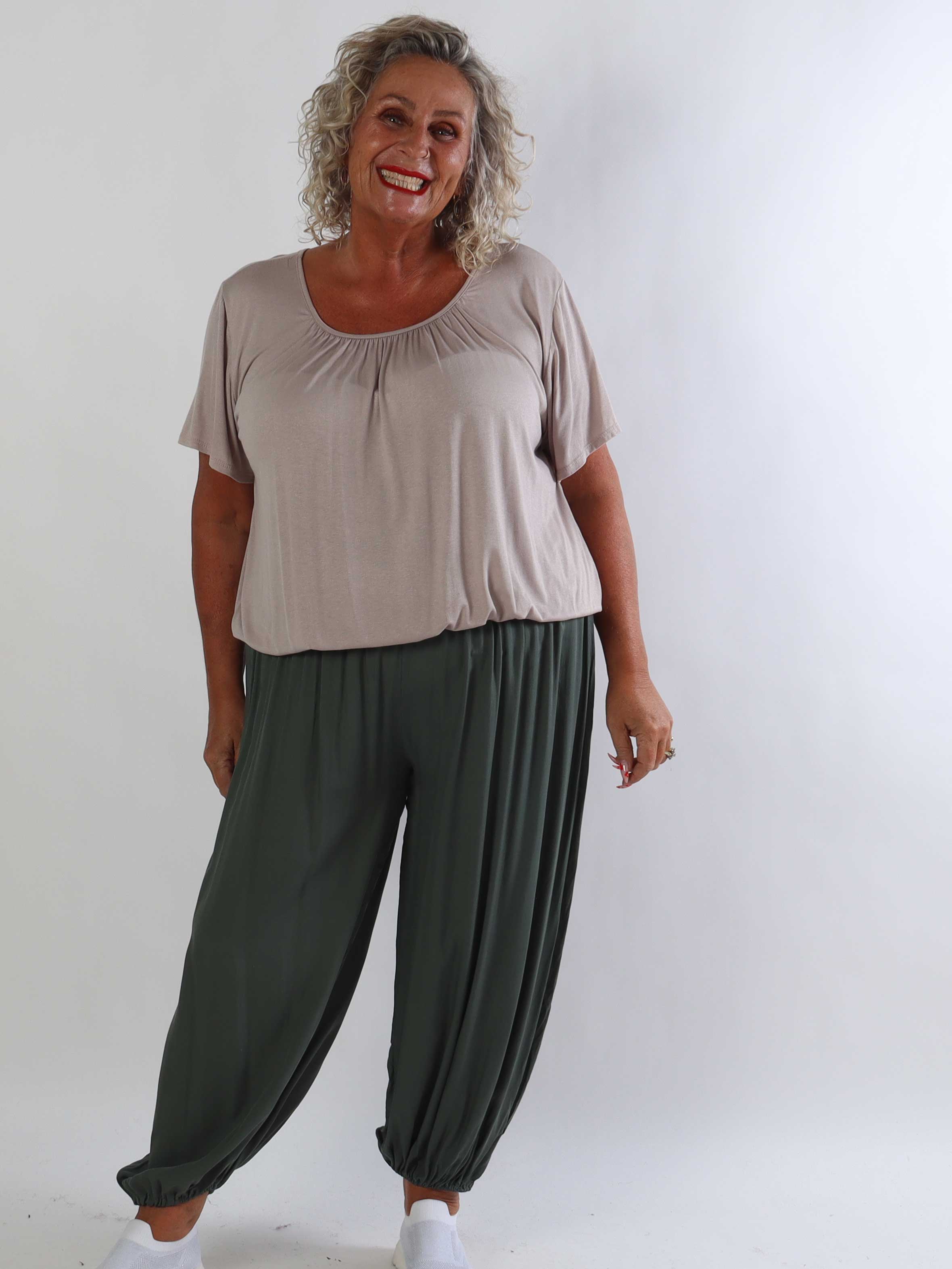 Lava - Plus size haremsbukser i viskose med elastikkant i livet