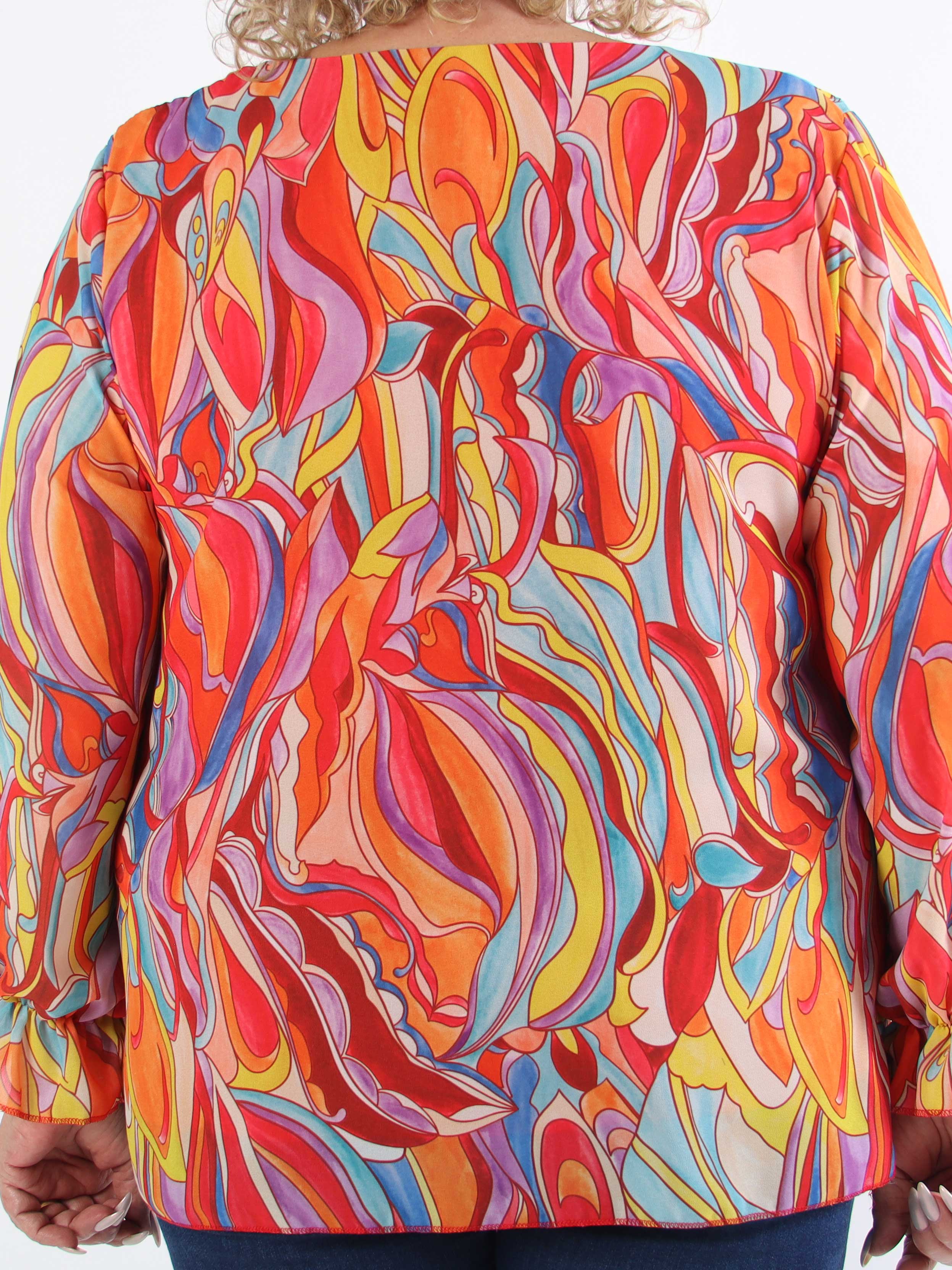 Lilia - Mønstret plisseret plus size bluse