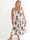 Maira Fiora - Elastisk plus size stropkjole med guld blomster og smock henover brystet
