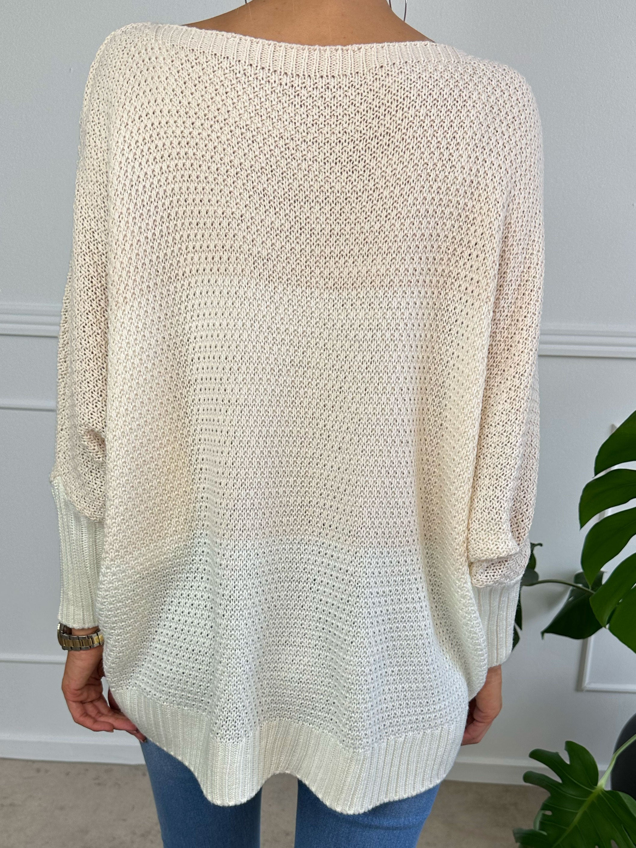 Malika - Flerfarvet strik med flagermusærmer