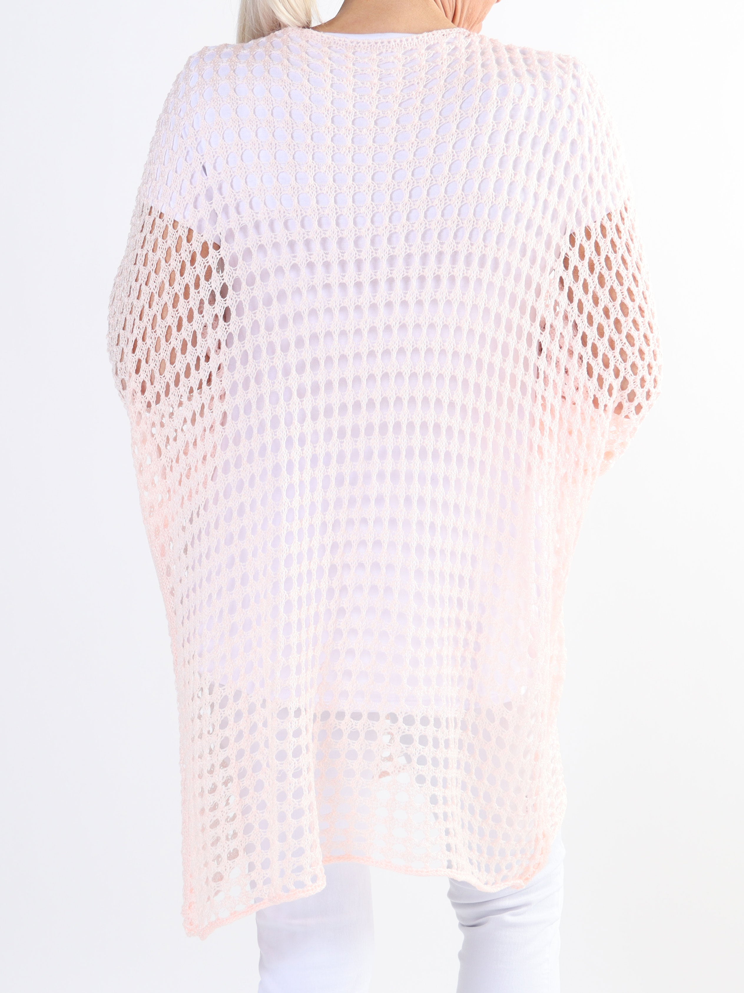 Maya - Sød plus size strik med hulmønster og flagermusærmer