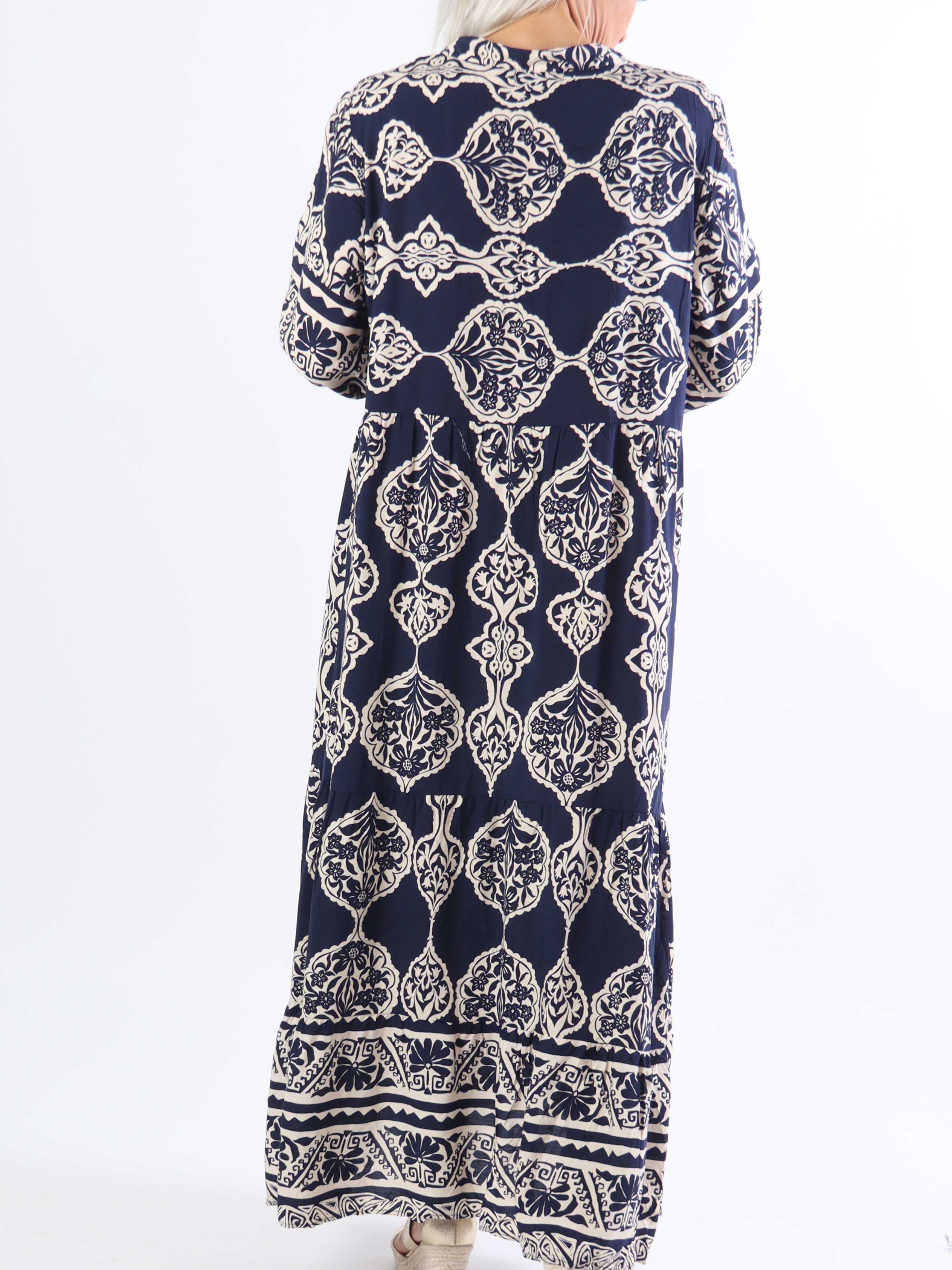 Melly - Lang mønstret plus size tunikakjole