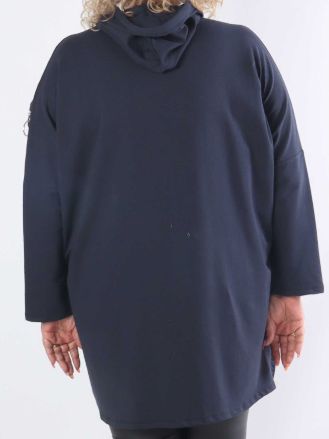 Merah - Plus size hættetrøje med lynlåsdetalje