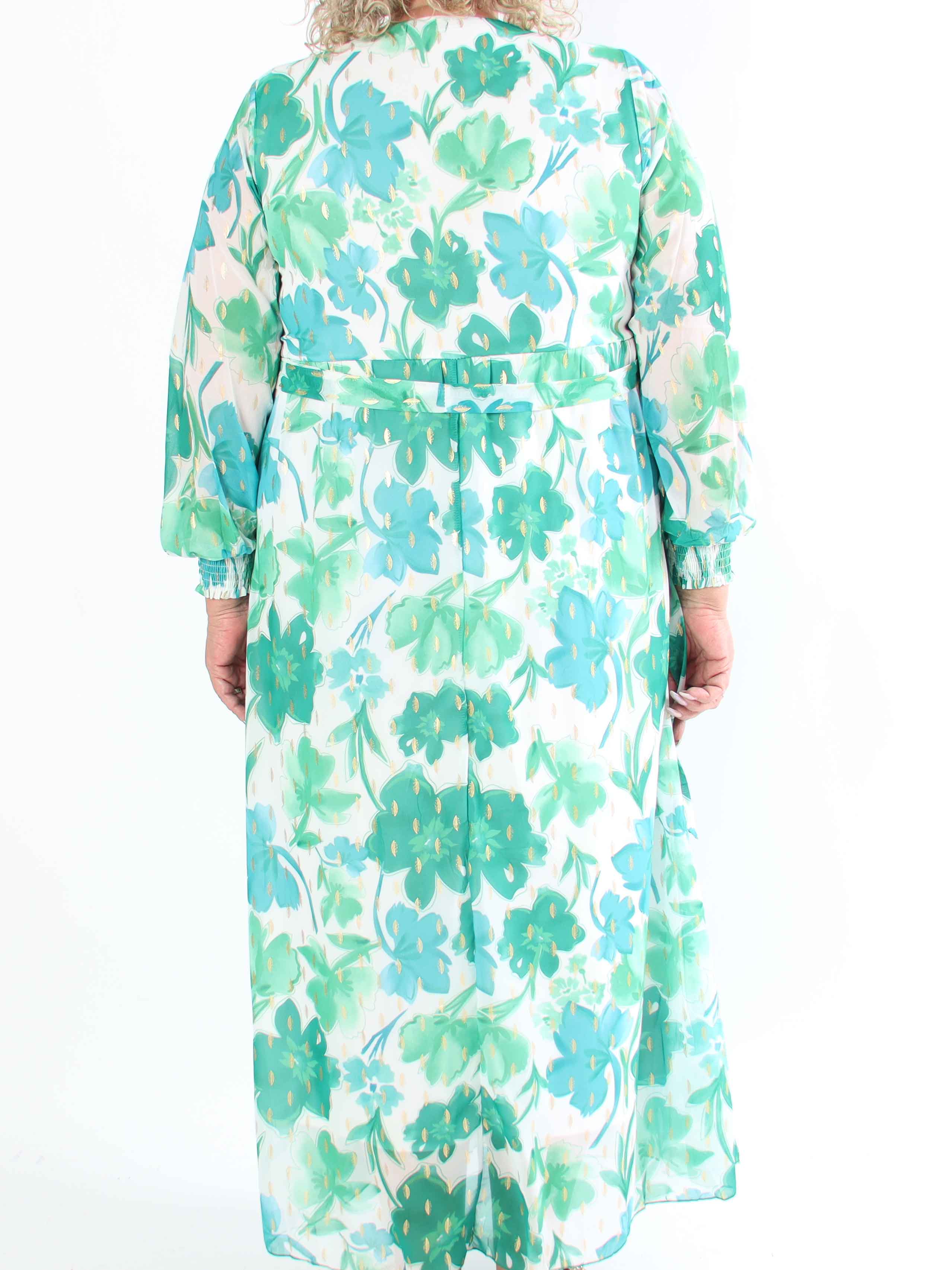 Mika - Sød plus size sommerkjole i chiffon med guld dutter